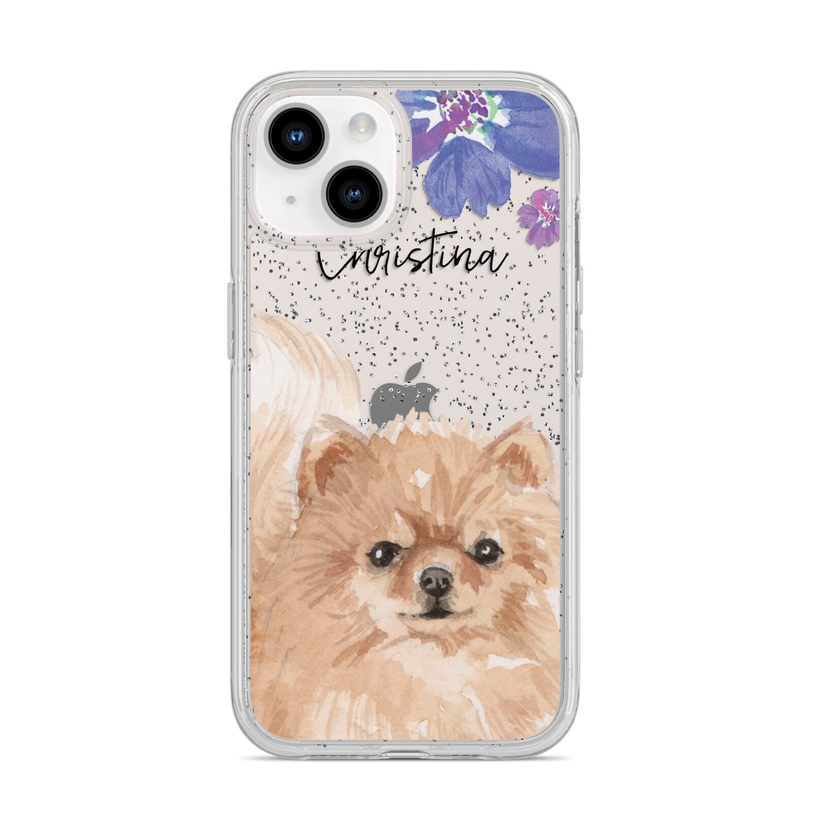 Personalised Pomeranian iPhone 14 Glitter Tough Case Starlight