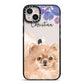 Personalised Pomeranian iPhone 14 Plus Black Impact Case on Silver phone