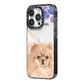 Personalised Pomeranian iPhone 14 Pro Black Impact Case Side Angle on Silver phone