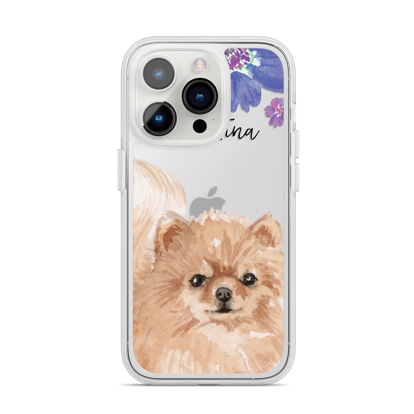 Personalised Pomeranian iPhone 14 Pro Clear Tough Case Silver