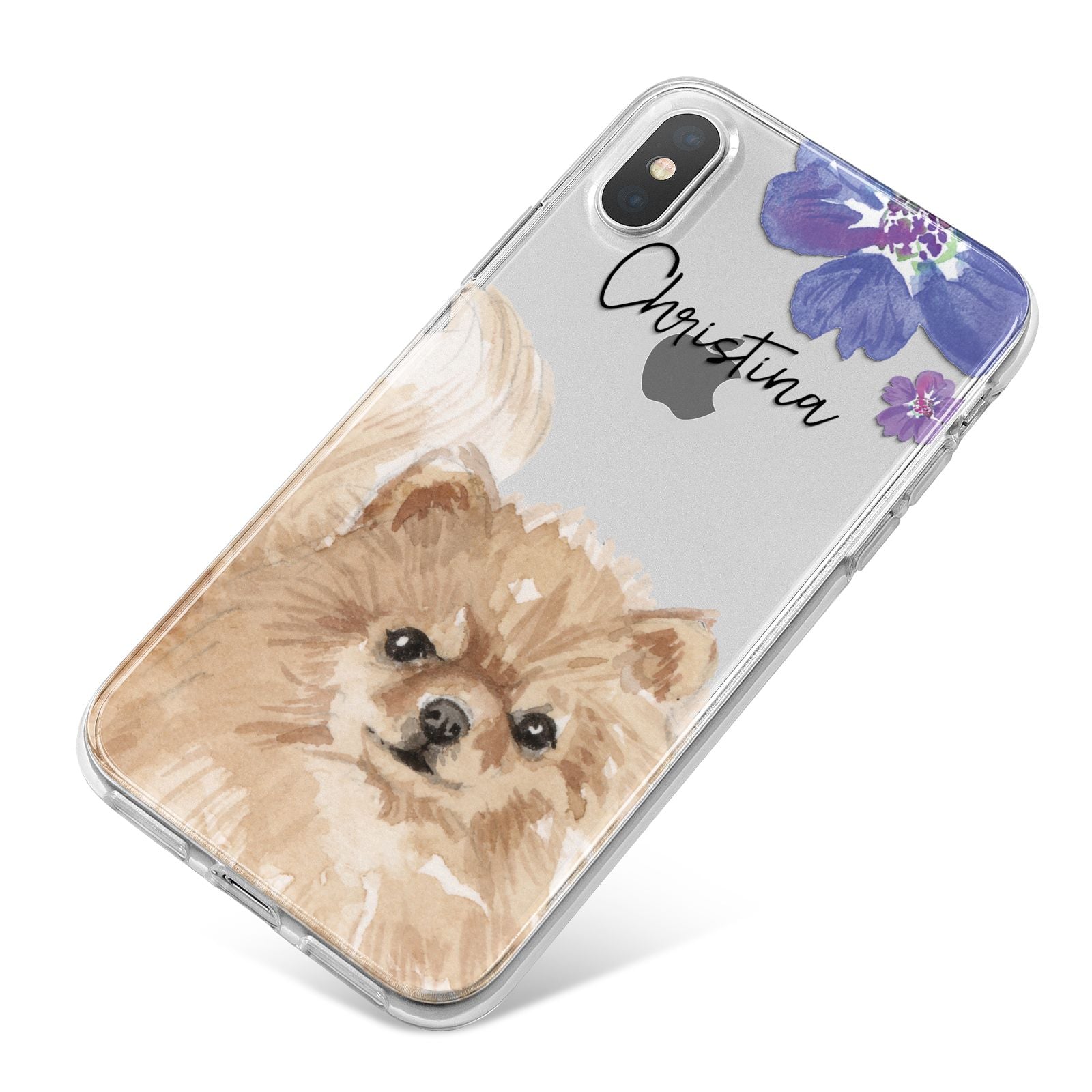 Personalised Pomeranian iPhone X Bumper Case on Silver iPhone