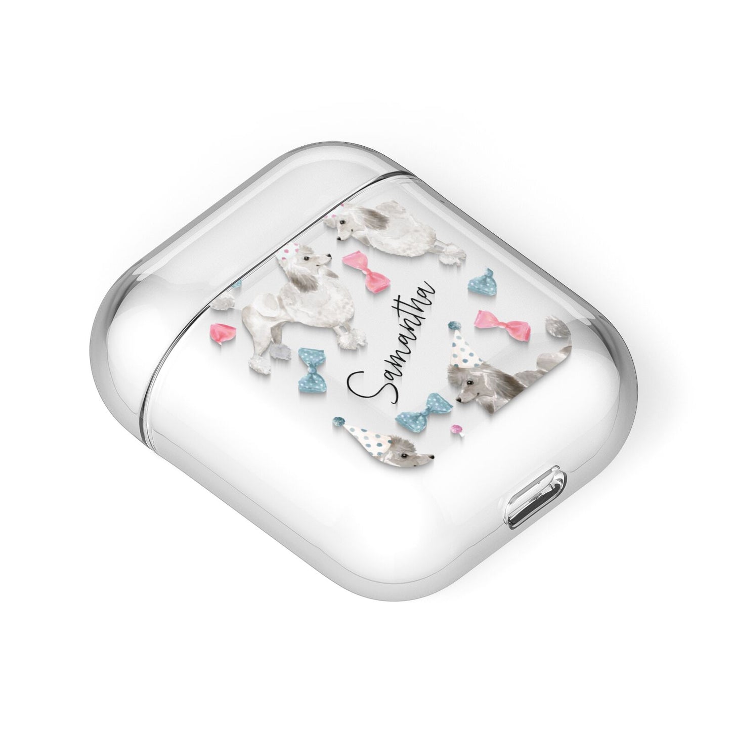 Personalised Poodle Dog AirPods Case Laid Flat