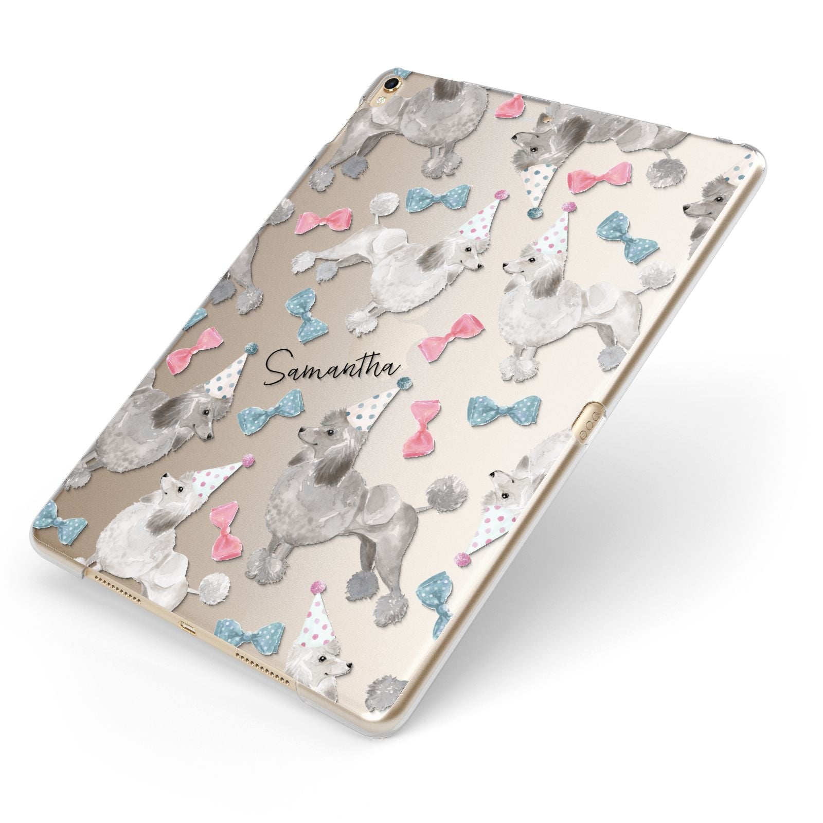 Personalised Poodle Dog Apple iPad Case on Gold iPad Side View