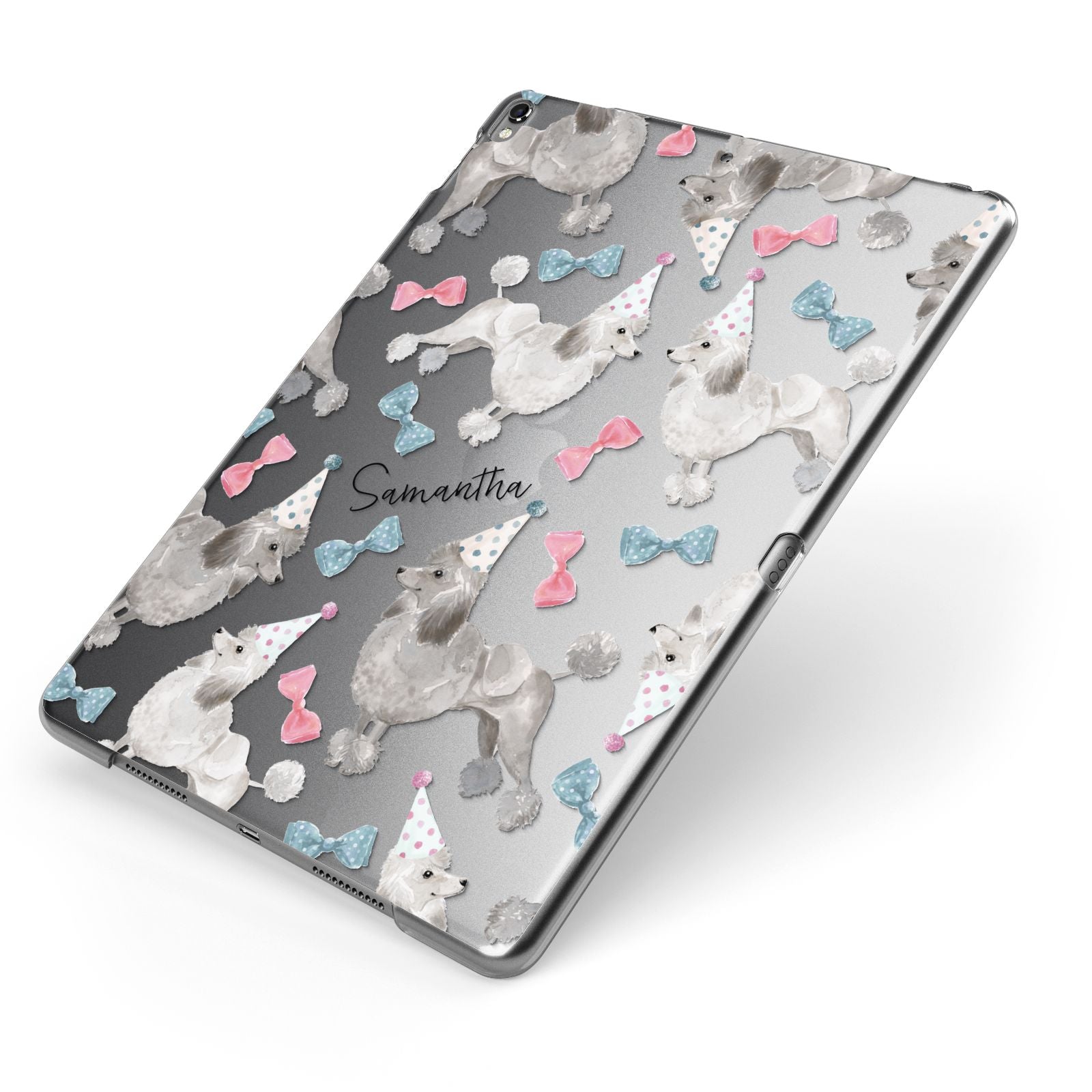 Personalised Poodle Dog Apple iPad Case on Grey iPad Side View