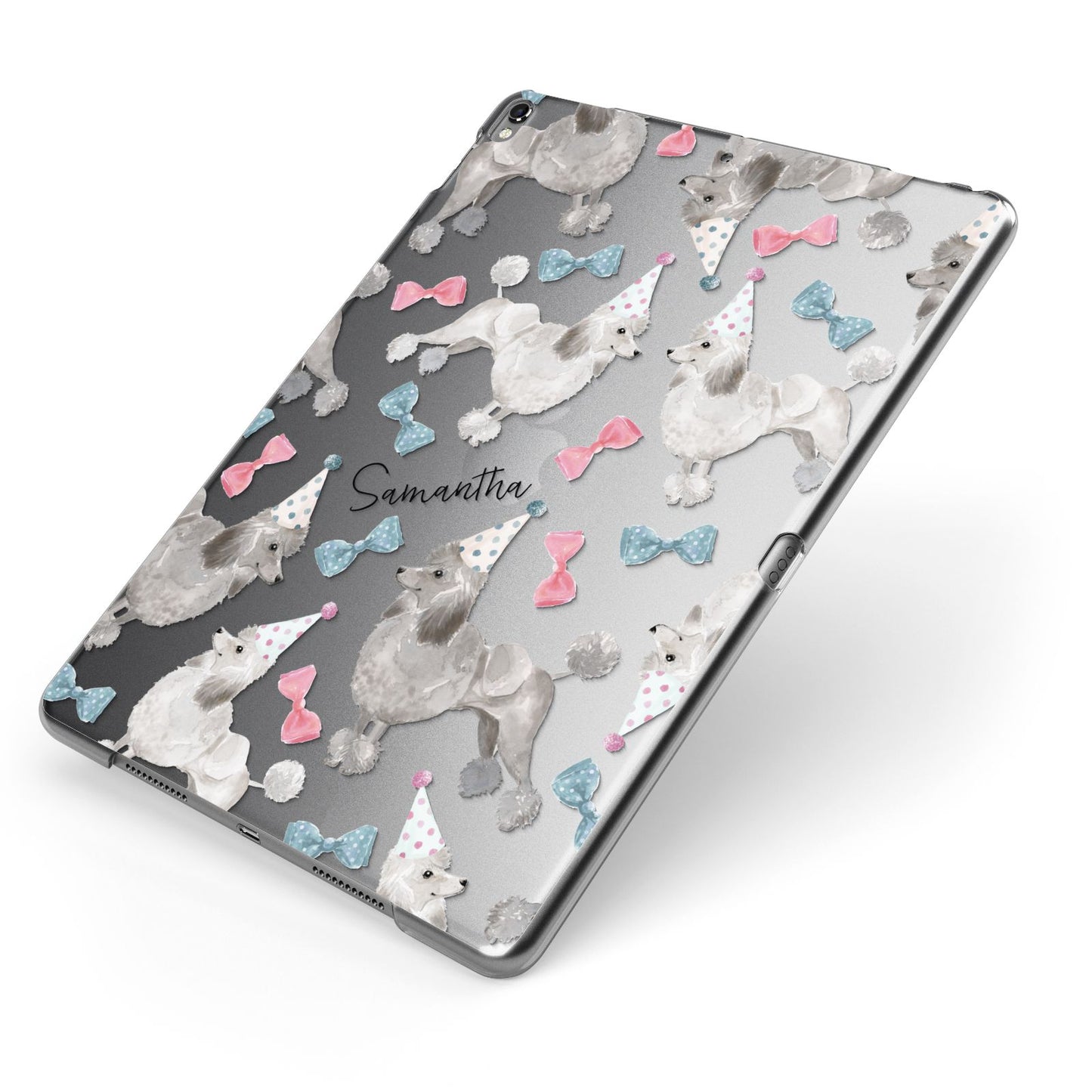 Personalised Poodle Dog Apple iPad Case on Grey iPad Side View