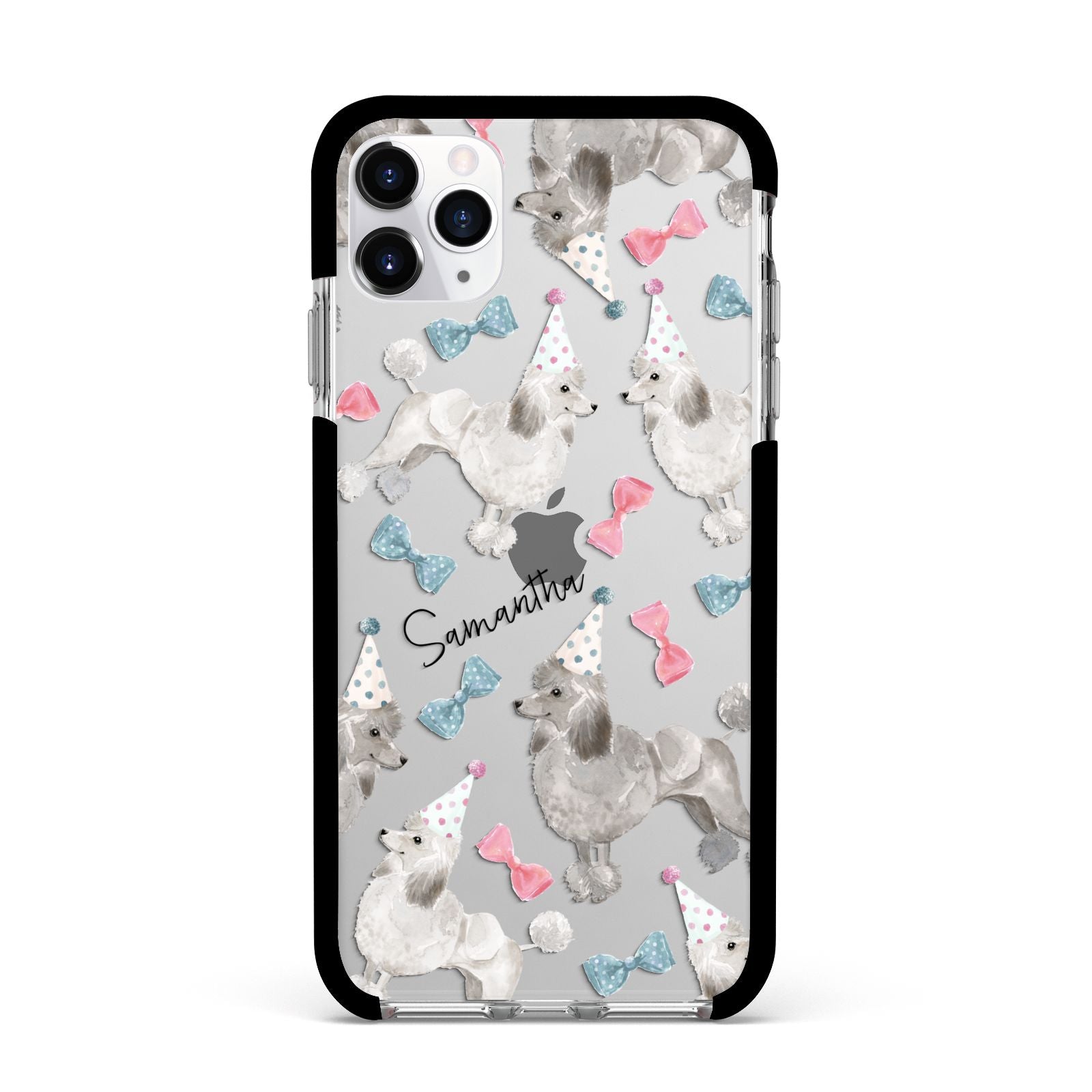 Personalised Poodle Dog Apple iPhone 11 Pro Max in Silver with Black Impact Case