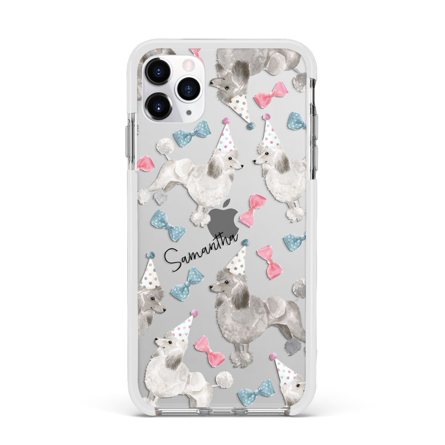 Personalised Poodle Dog Apple iPhone 11 Pro Max in Silver with White Impact Case