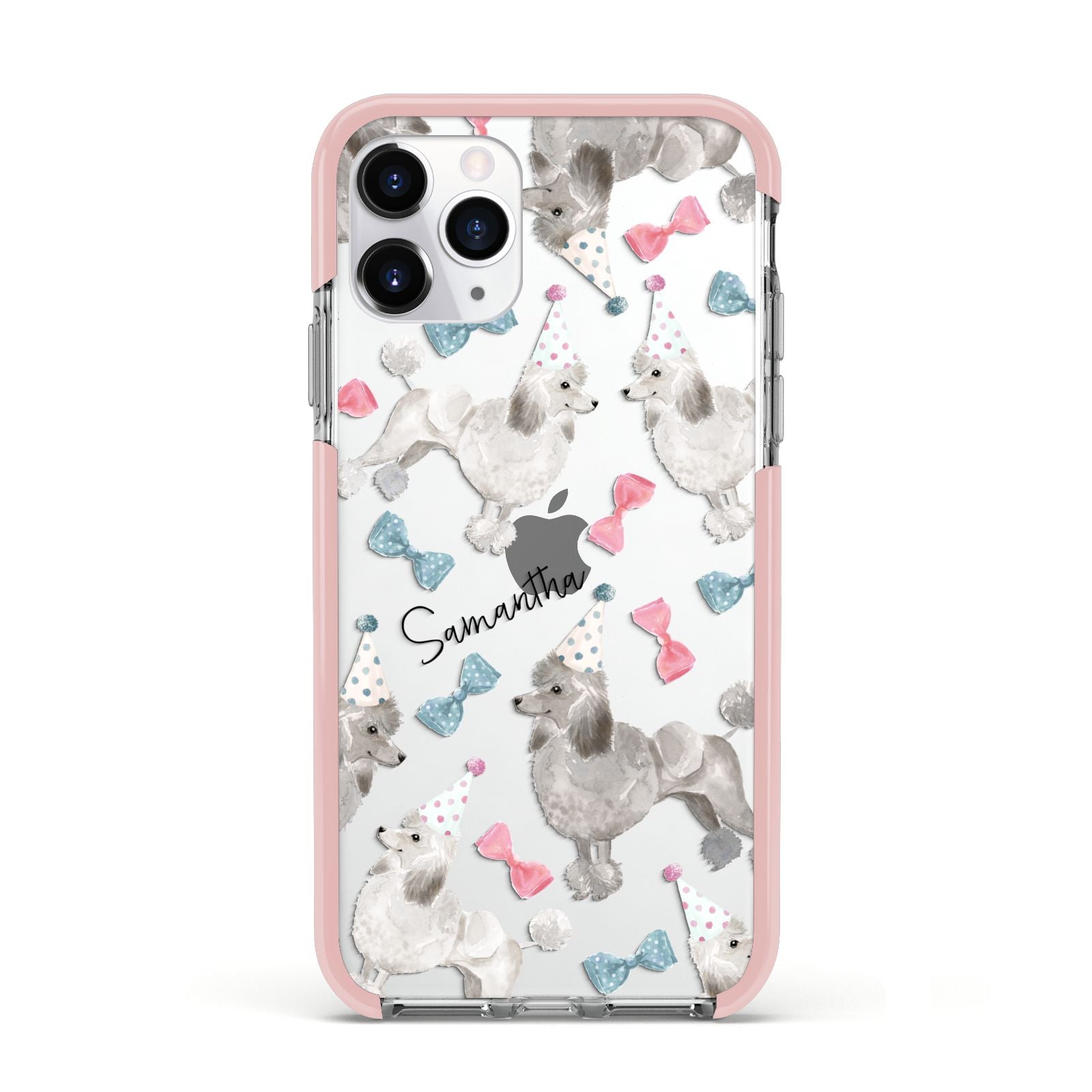 Personalised Poodle Dog Apple iPhone 11 Pro in Silver with Pink Impact Case