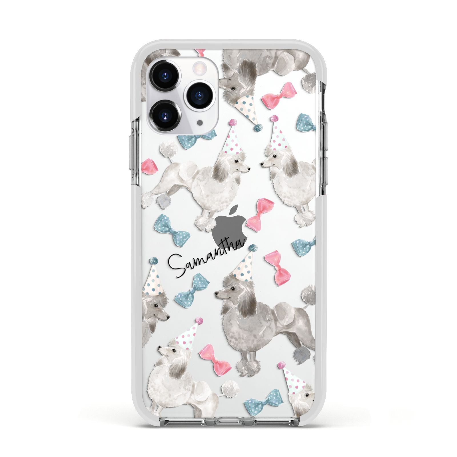 Personalised Poodle Dog Apple iPhone 11 Pro in Silver with White Impact Case