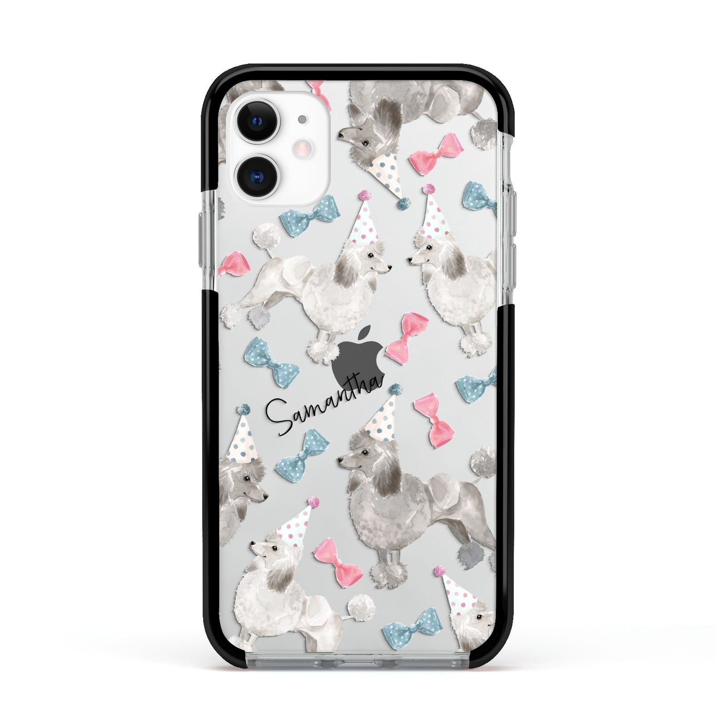 Personalised Poodle Dog Apple iPhone 11 in White with Black Impact Case