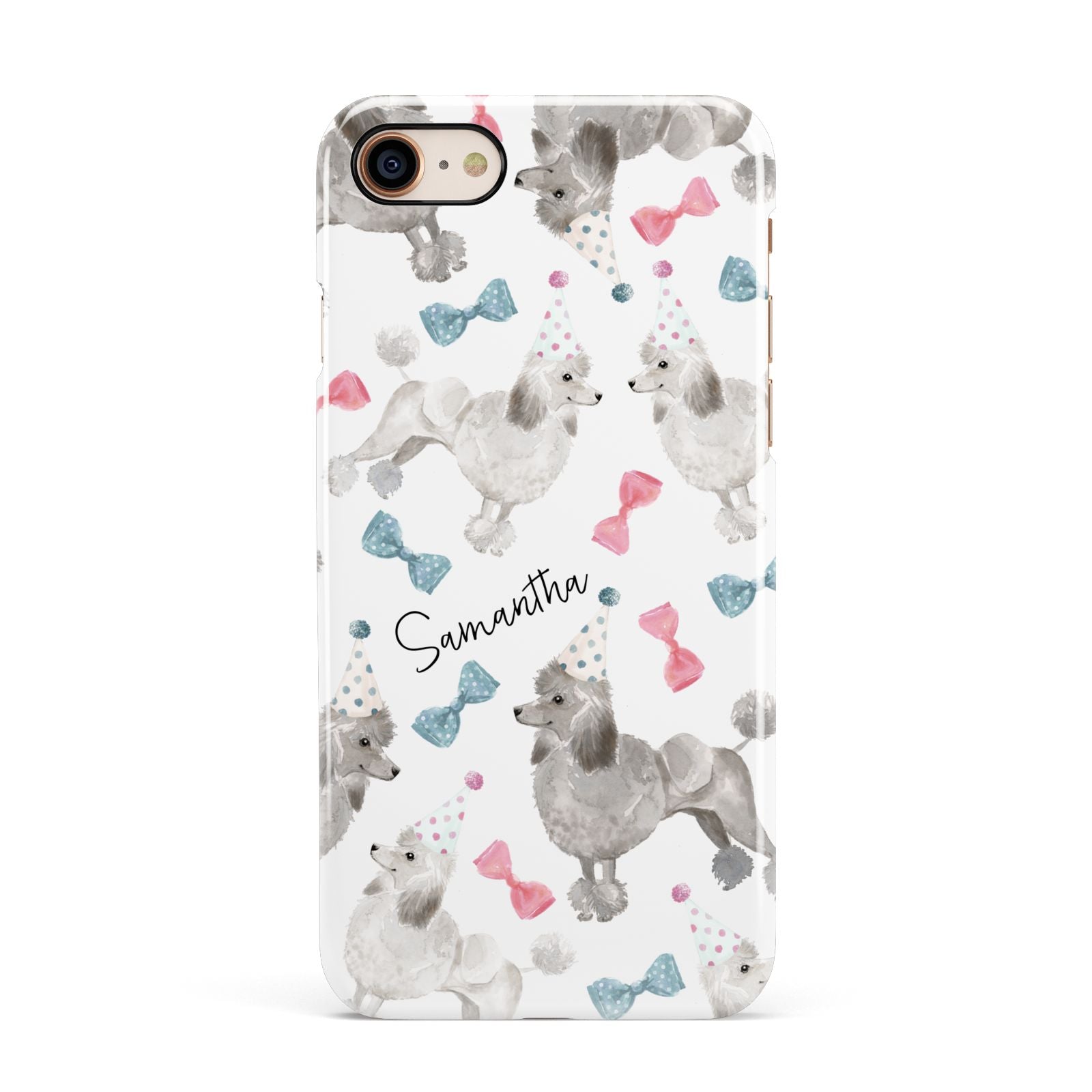 Personalised Poodle Dog Apple iPhone 7 8 3D Snap Case