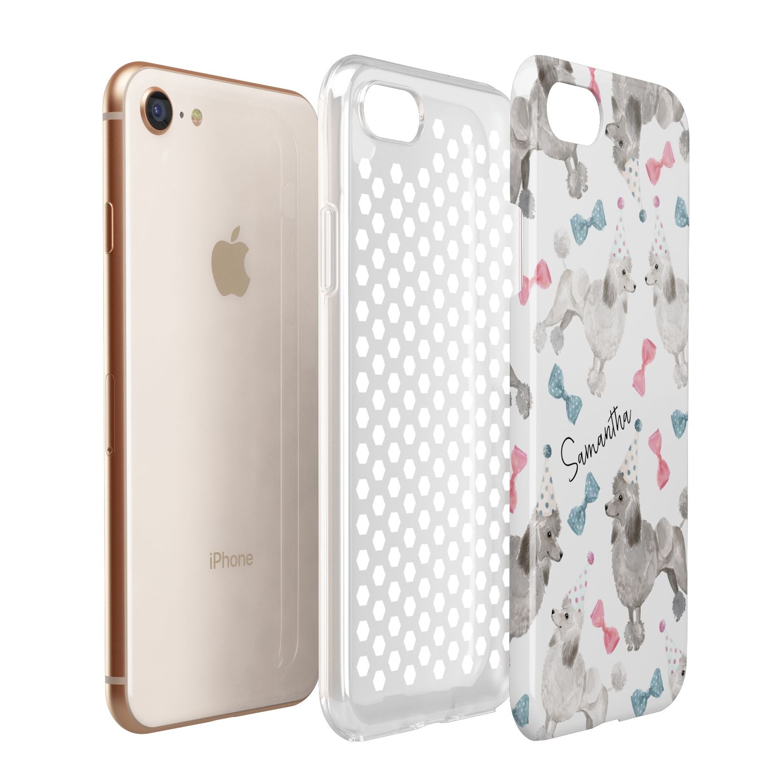 Personalised Poodle Dog Apple iPhone 7 8 3D Tough Case Expanded View