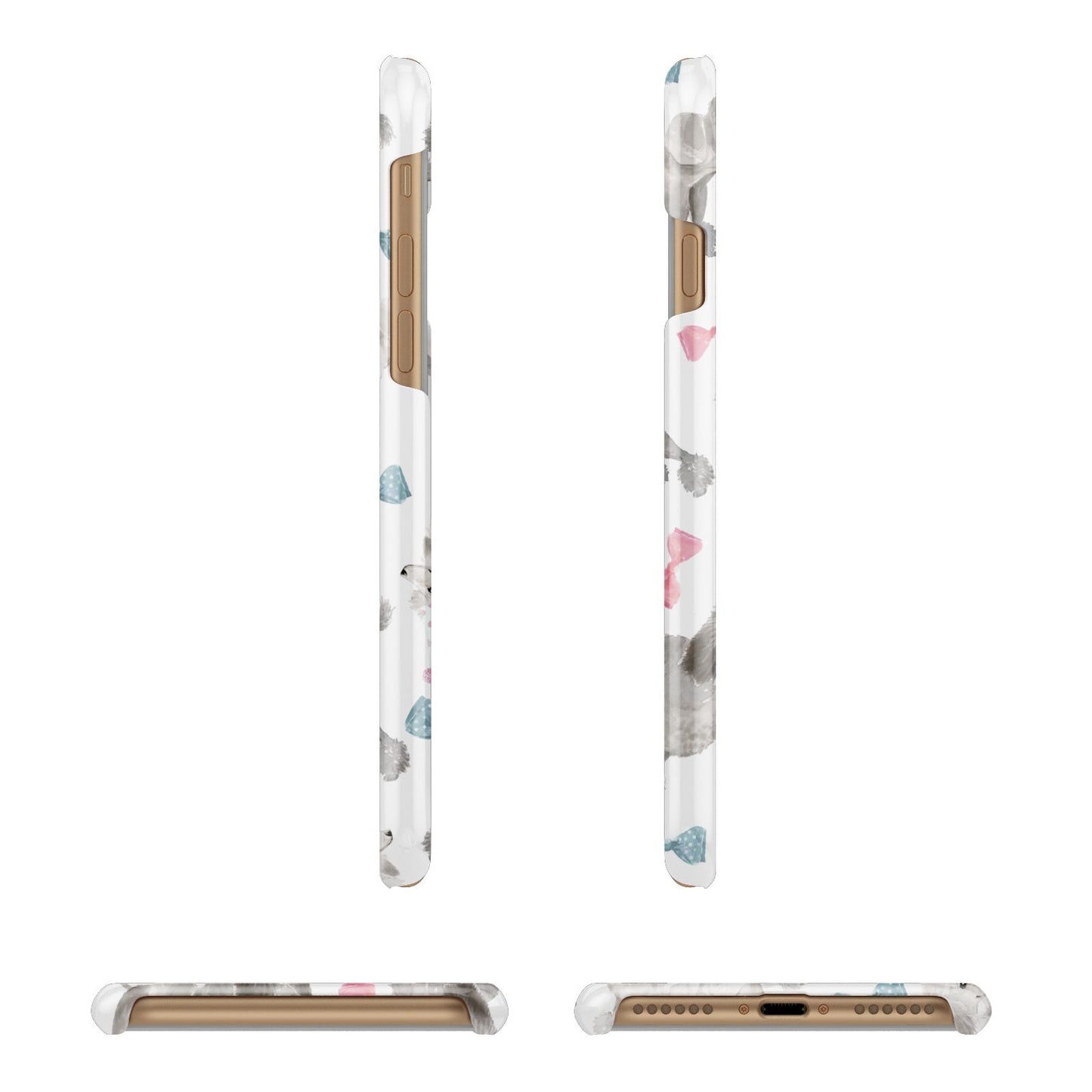 Personalised Poodle Dog Apple iPhone 7 8 3D Wrap Snap Case Angled Images