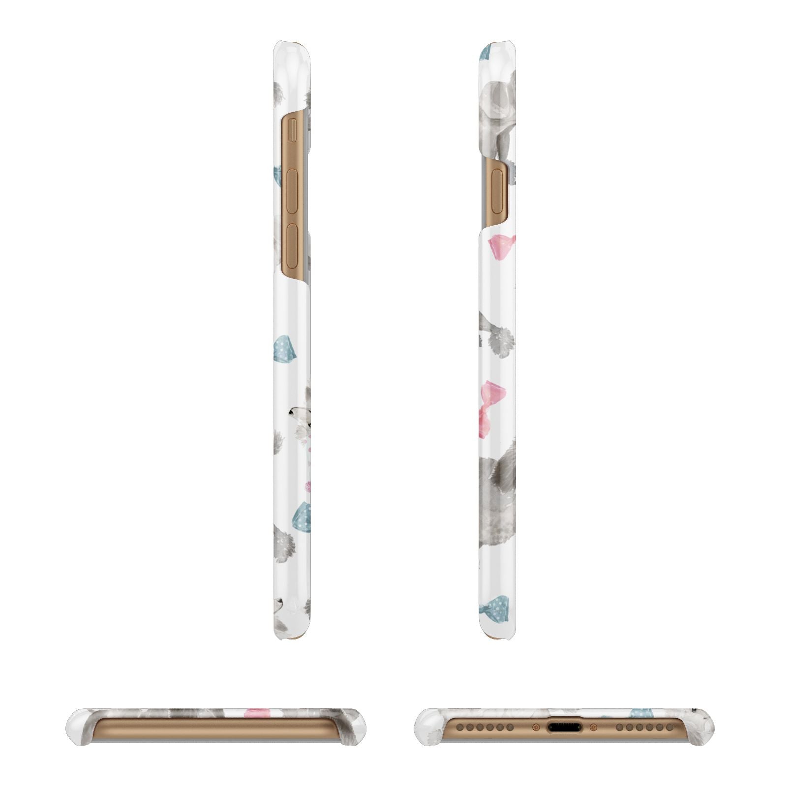 Personalised Poodle Dog Apple iPhone 7 8 3D Wrap Snap Case Angled Images