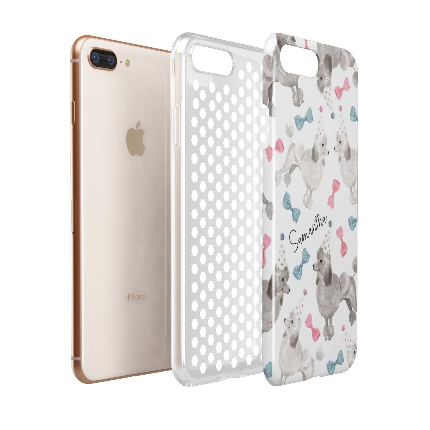 Personalised Poodle Dog Apple iPhone 7 8 Plus 3D Tough Case Expanded View