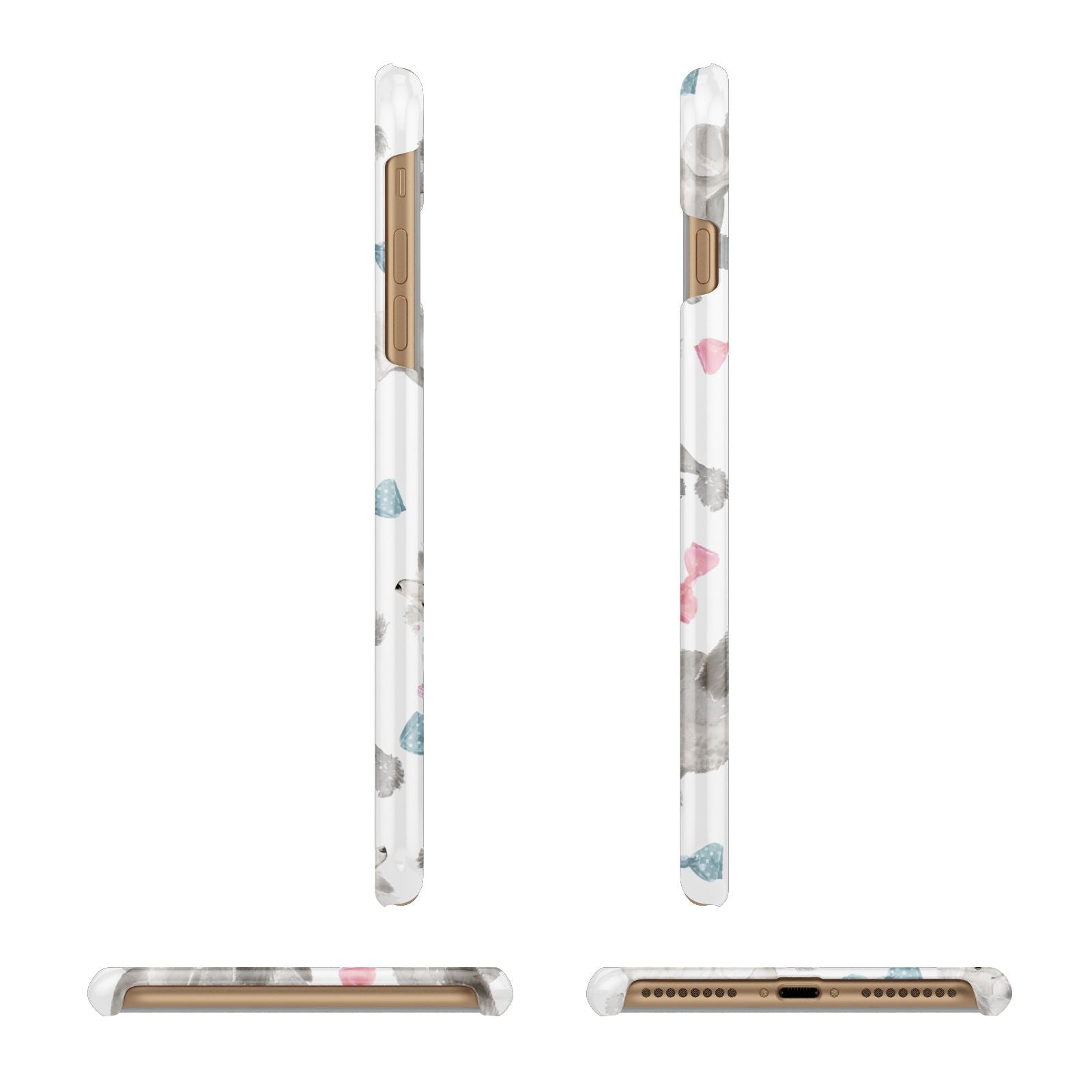 Personalised Poodle Dog Apple iPhone 7 Plus 3D Wrap Snap Case Angled Images