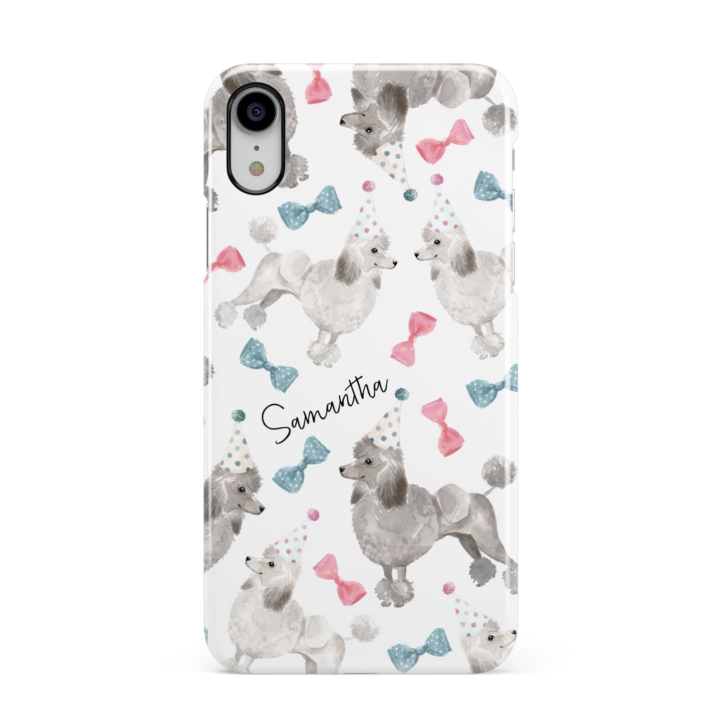 Personalised Poodle Dog Apple iPhone XR White 3D Snap Case