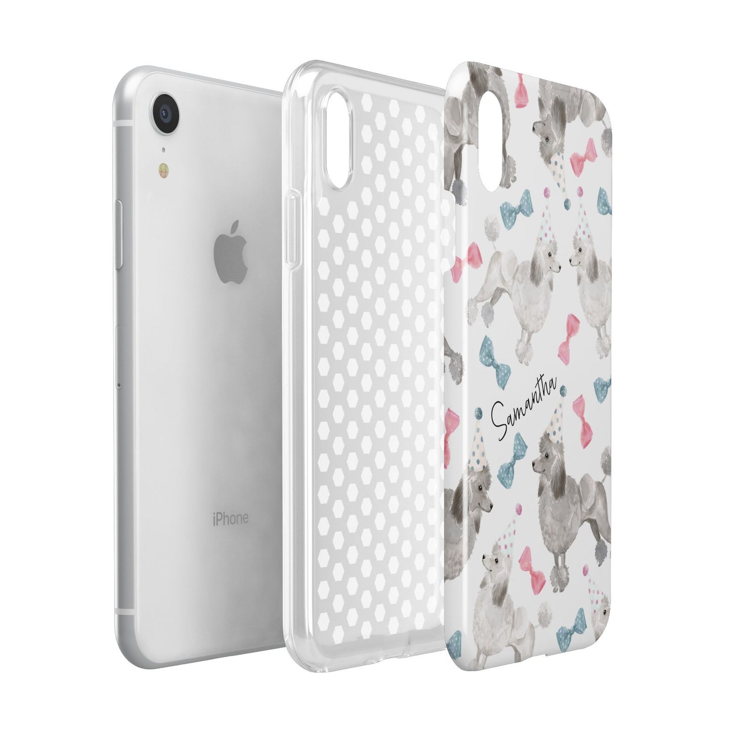 Personalised Poodle Dog Apple iPhone XR White 3D Tough Case Expanded view