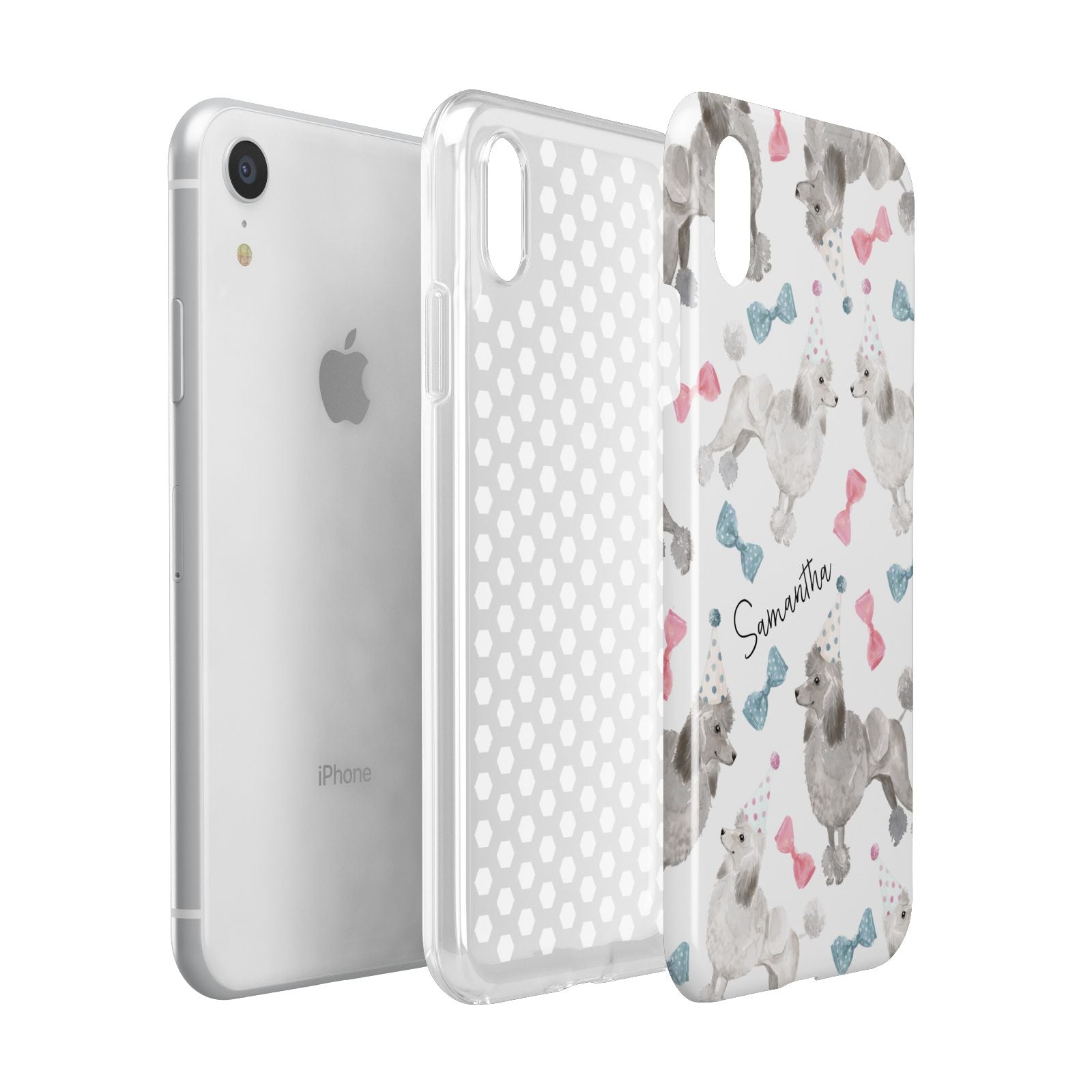 Personalised Poodle Dog Apple iPhone XR White 3D Tough Case Expanded view
