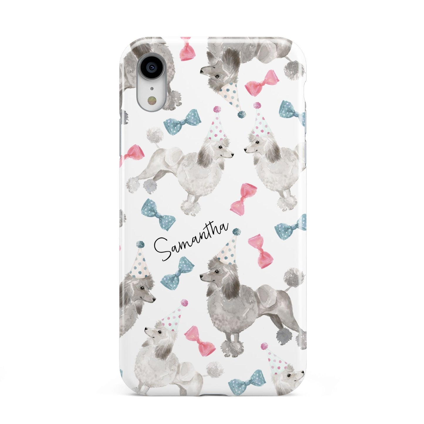 Personalised Poodle Dog Apple iPhone XR White 3D Tough Case