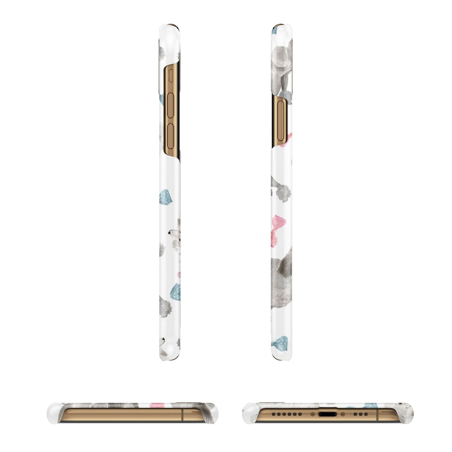 Personalised Poodle Dog Apple iPhone Xs 3D Wrap Snap Case Angled Images