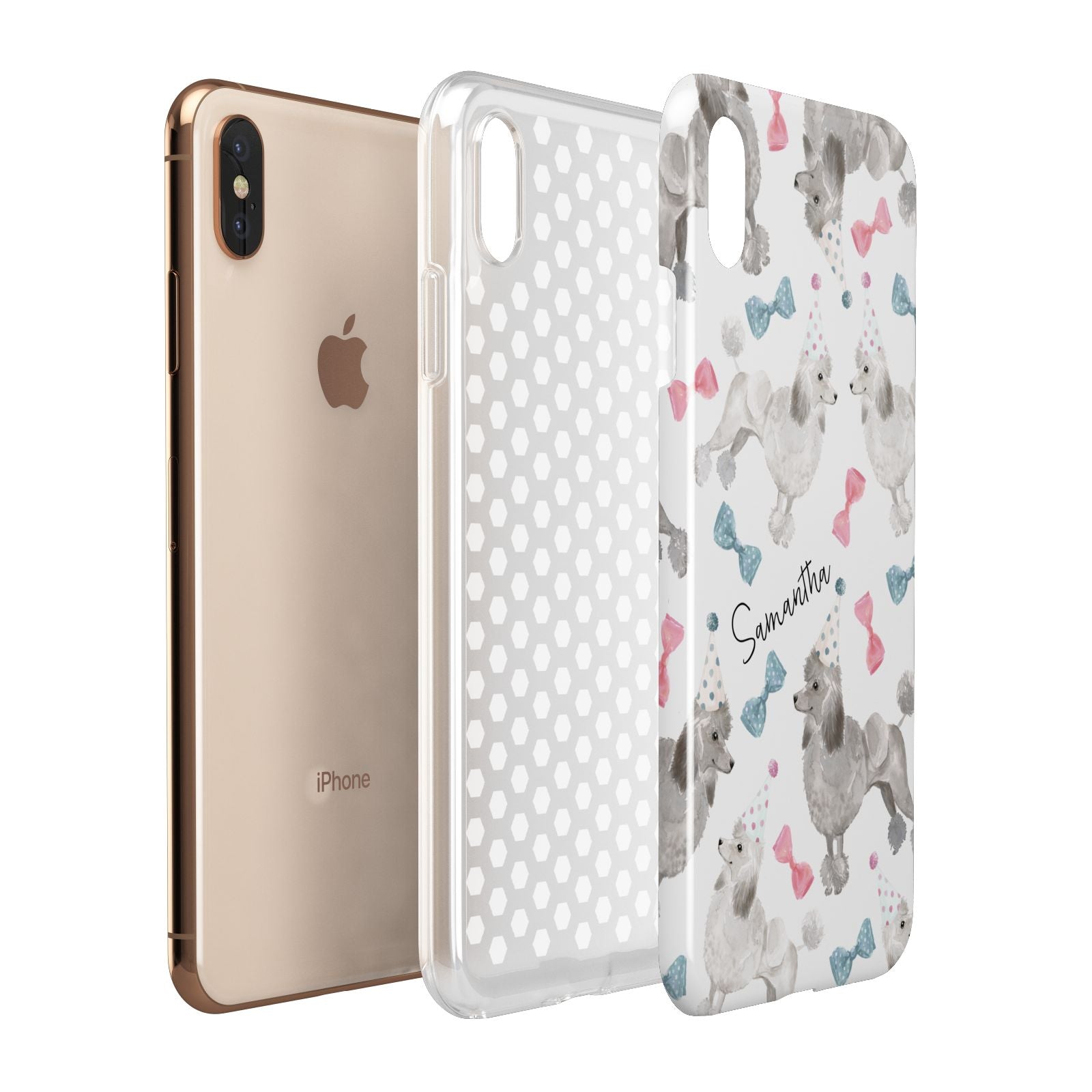 Personalised Poodle Dog Apple iPhone Xs Max 3D Tough Case Expanded View