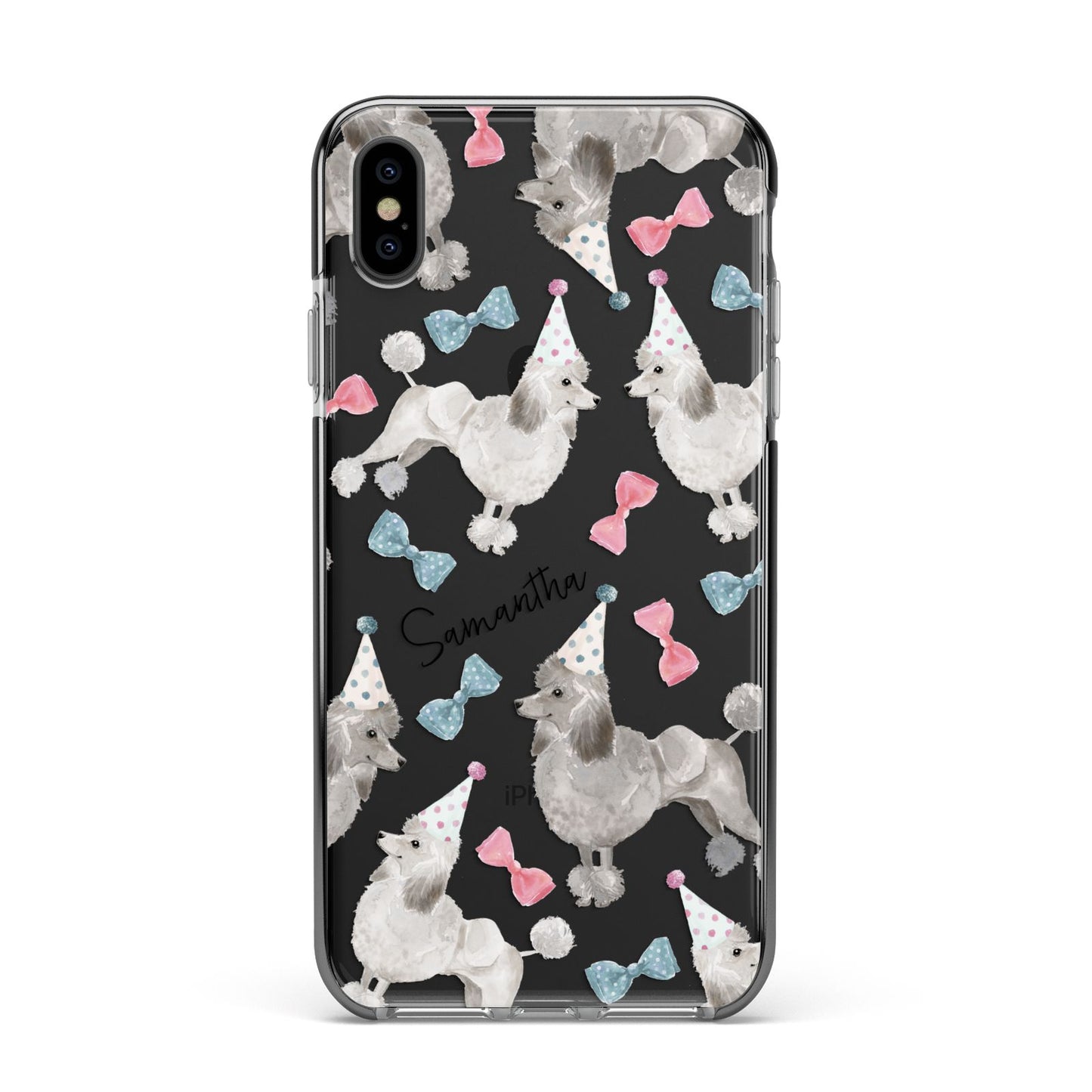 Personalised Poodle Dog Apple iPhone Xs Max Impact Case Black Edge on Black Phone