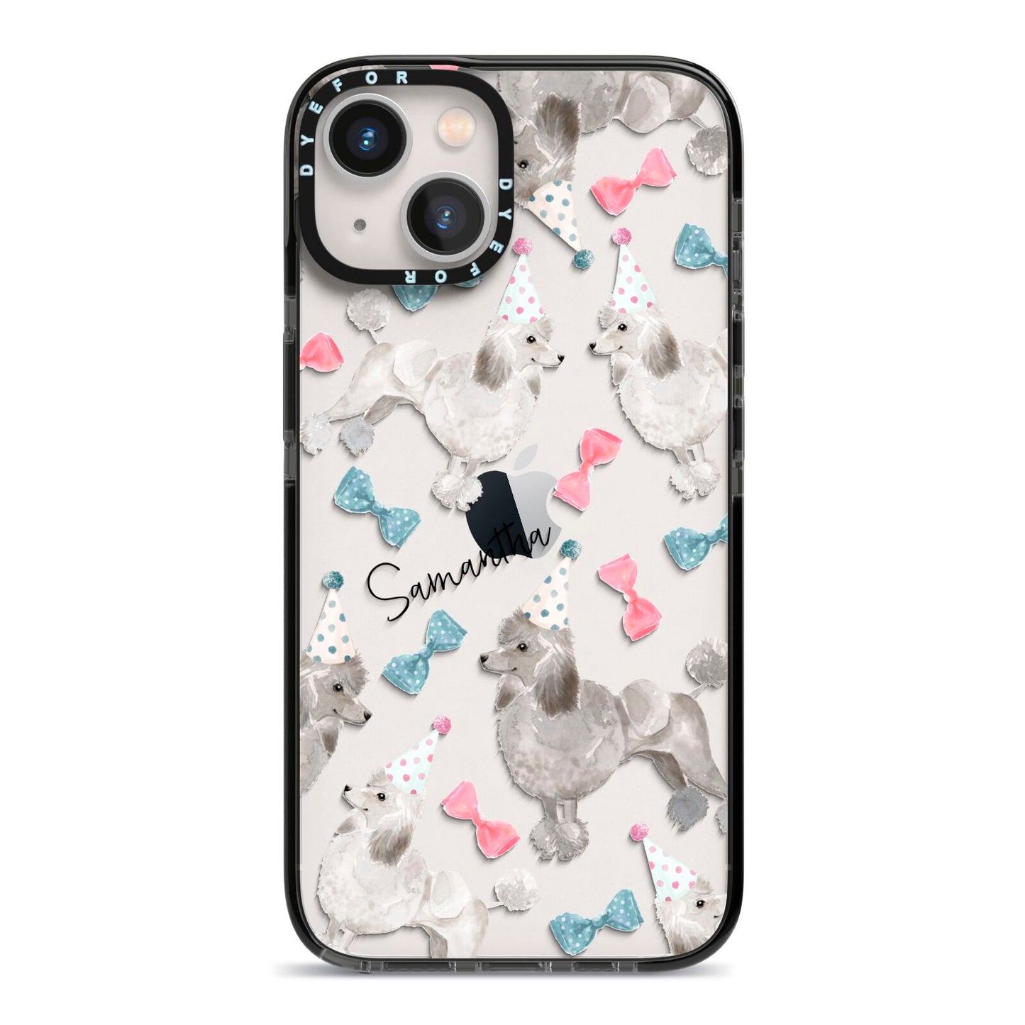 Personalised Poodle Dog iPhone 13 Black Impact Case on Silver phone