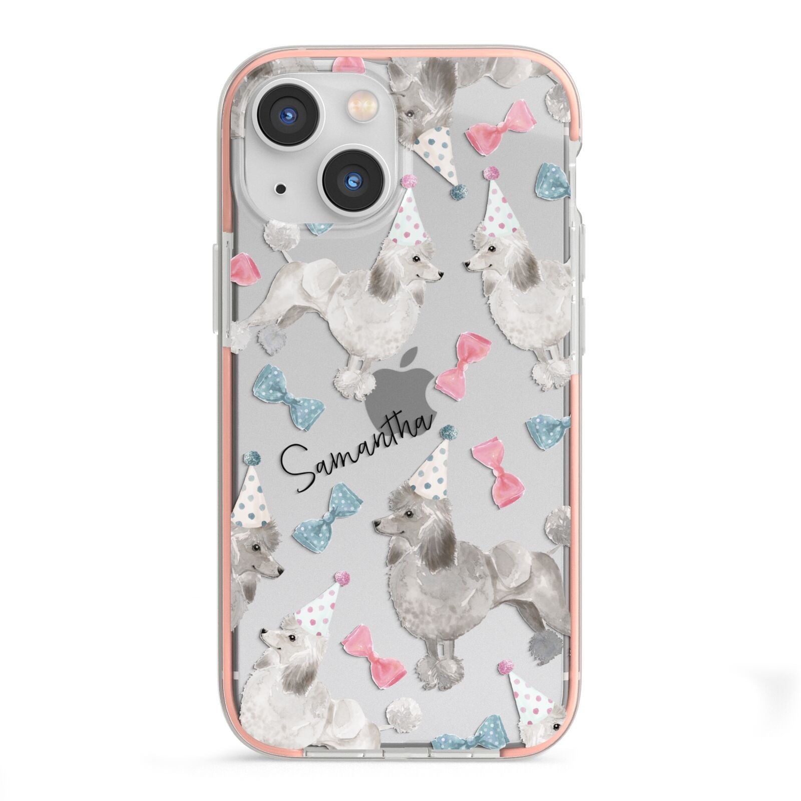 Personalised Poodle Dog iPhone 13 Mini TPU Impact Case with Pink Edges