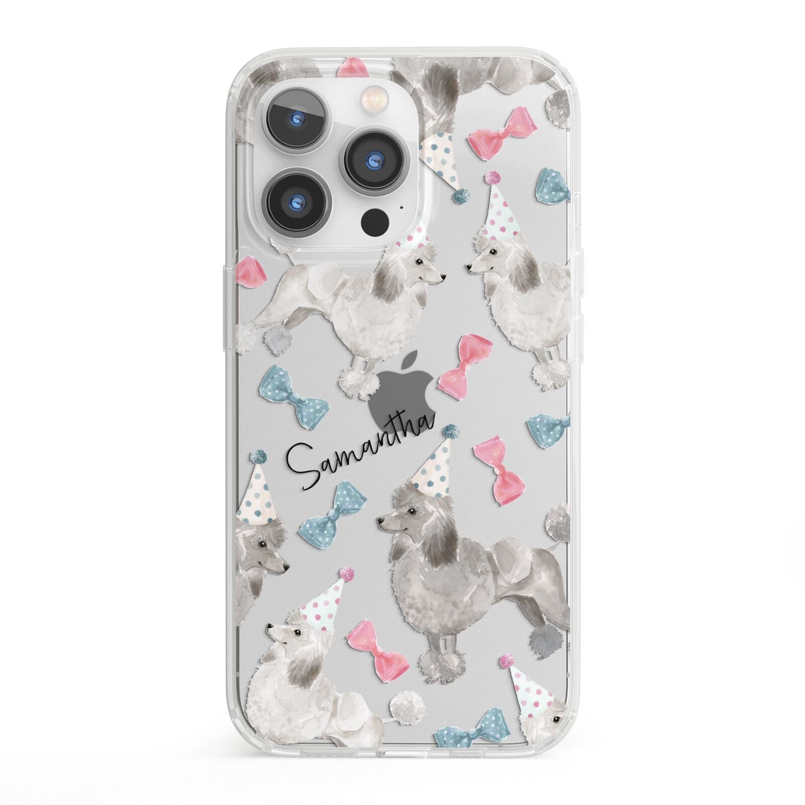 Personalised Poodle Dog iPhone 13 Pro Clear Bumper Case