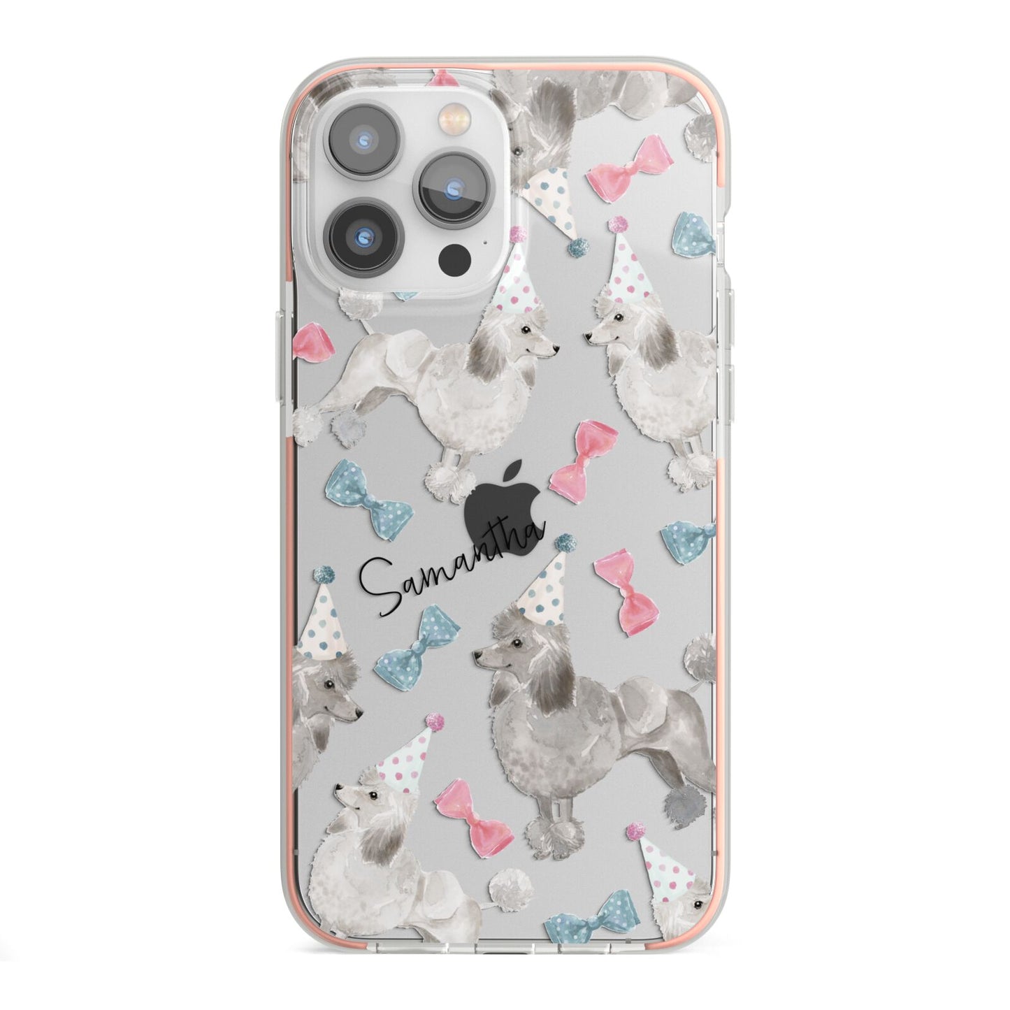 Personalised Poodle Dog iPhone 13 Pro Max TPU Impact Case with Pink Edges