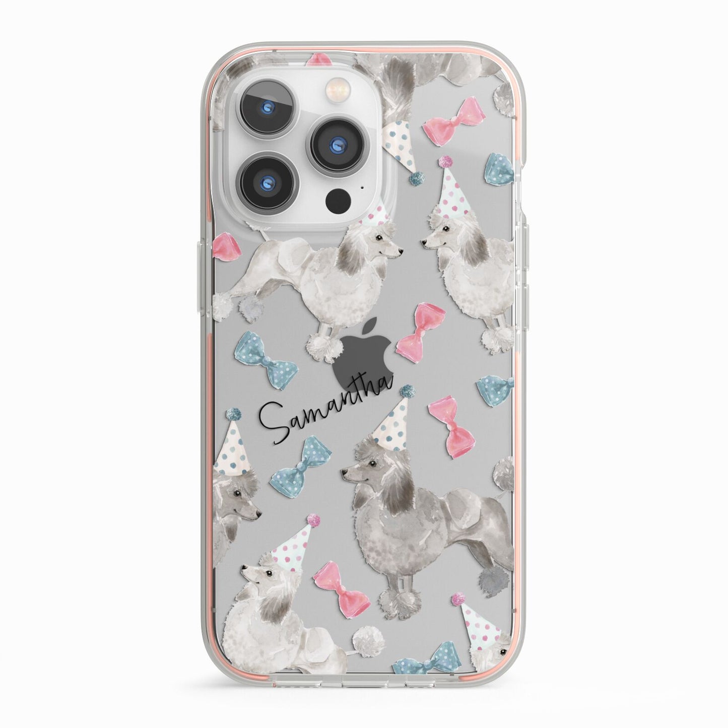 Personalised Poodle Dog iPhone 13 Pro TPU Impact Case with Pink Edges