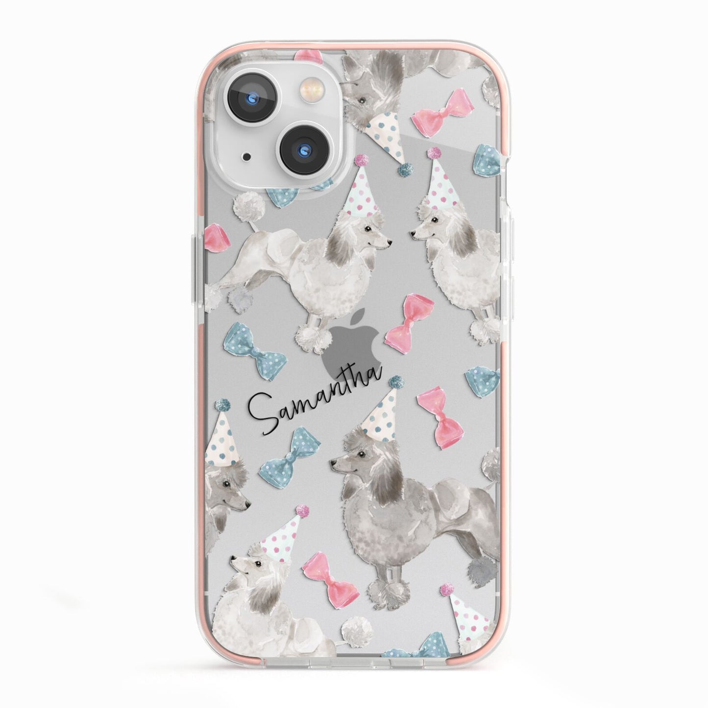 Personalised Poodle Dog iPhone 13 TPU Impact Case with Pink Edges
