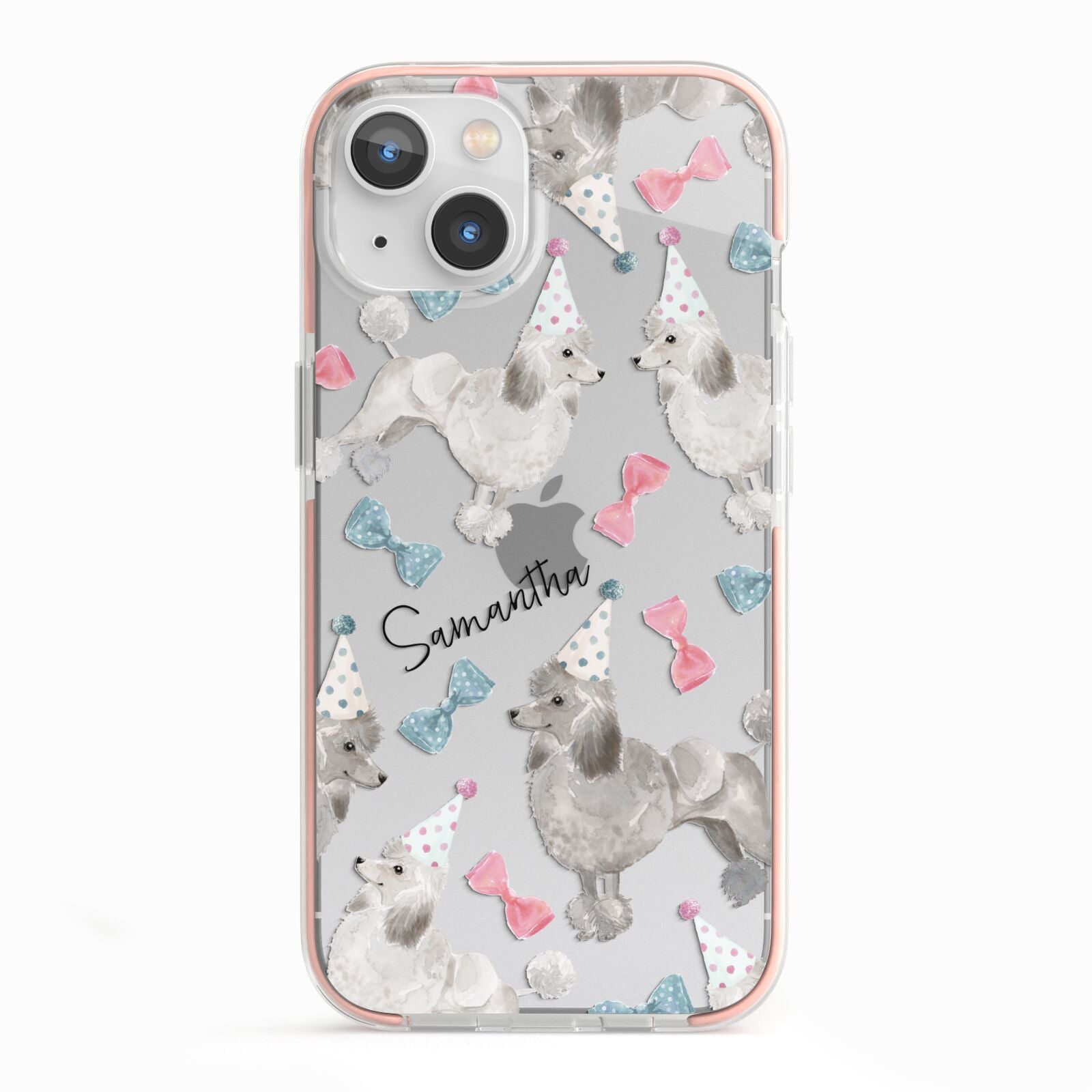 Personalised Poodle Dog iPhone 13 TPU Impact Case with Pink Edges