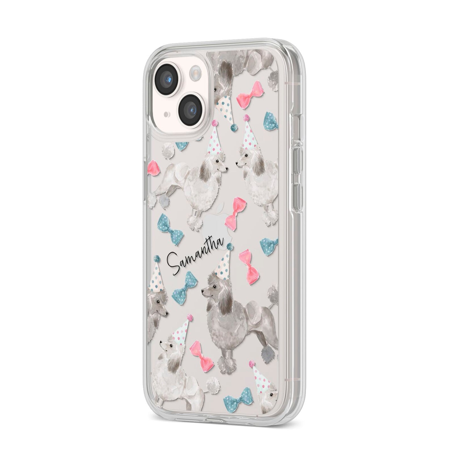 Personalised Poodle Dog iPhone 14 Clear Tough Case Starlight Angled Image