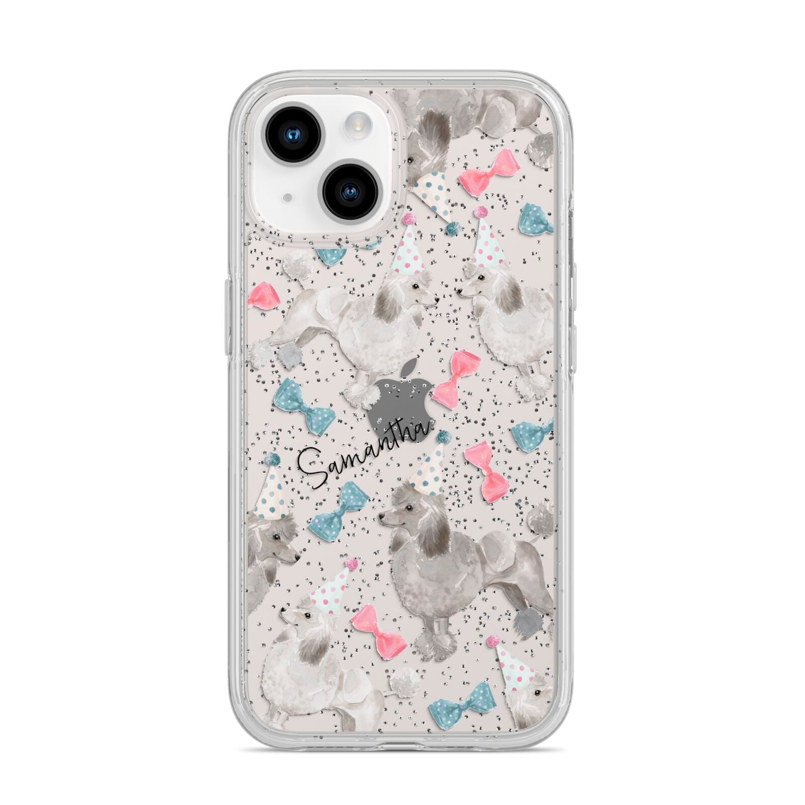 Personalised Poodle Dog iPhone 14 Glitter Tough Case Starlight