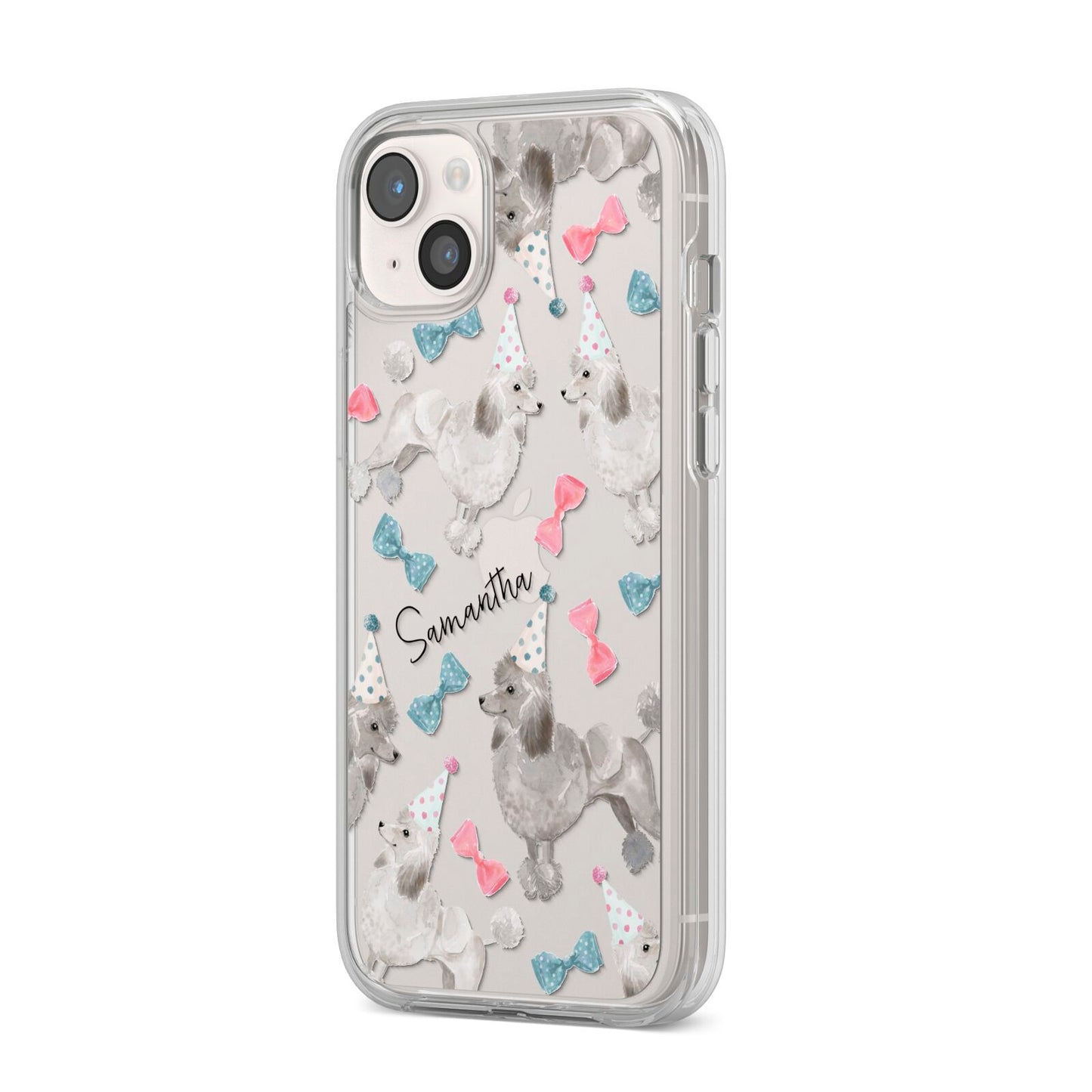 Personalised Poodle Dog iPhone 14 Plus Clear Tough Case Starlight Angled Image