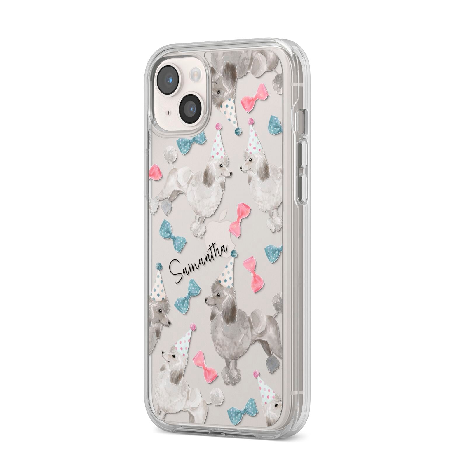 Personalised Poodle Dog iPhone 14 Plus Clear Tough Case Starlight Angled Image