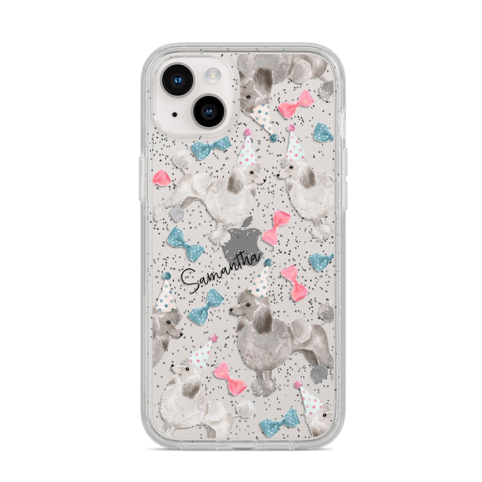 Personalised Poodle Dog iPhone 14 Plus Glitter Tough Case Starlight