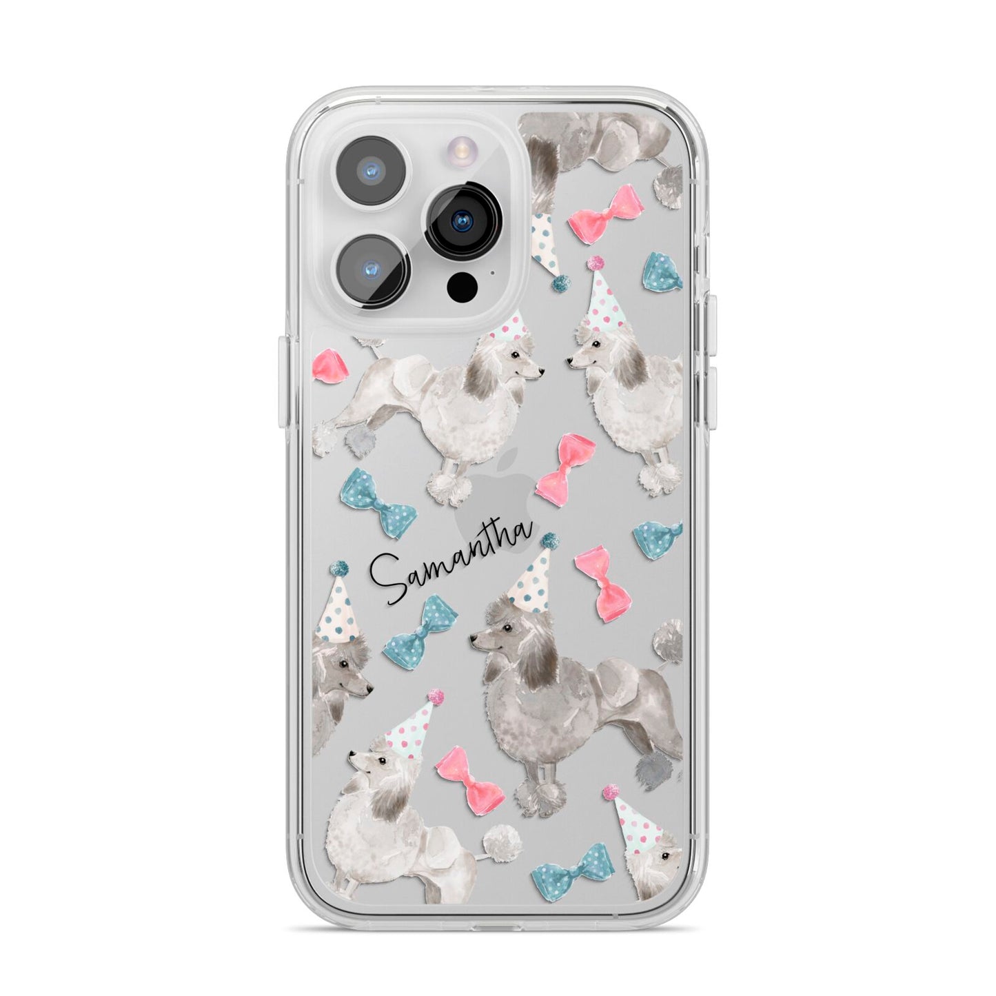 Personalised Poodle Dog iPhone 14 Pro Max Clear Tough Case Silver