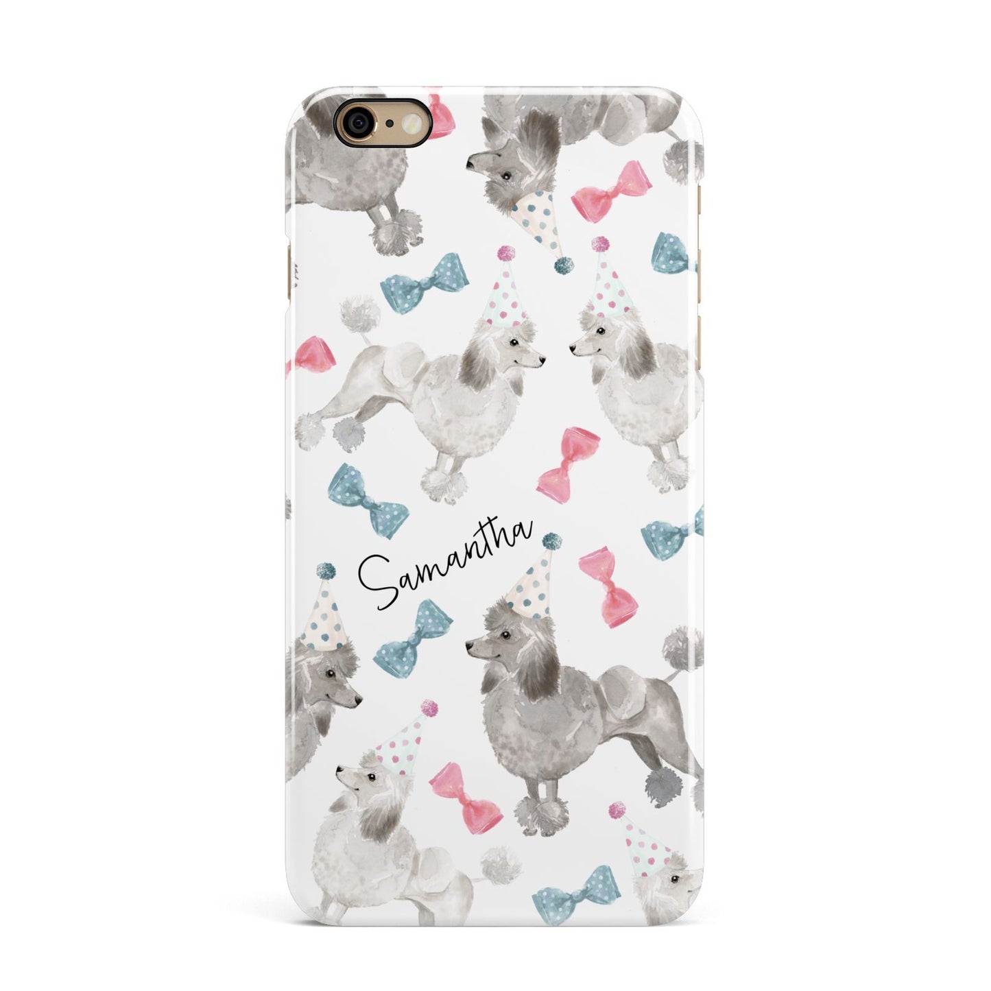 Personalised Poodle Dog iPhone 6 Plus 3D Snap Case on Gold Phone