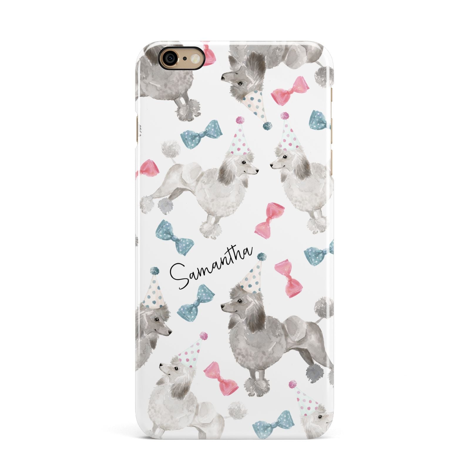 Personalised Poodle Dog iPhone 6 Plus 3D Snap Case on Gold Phone