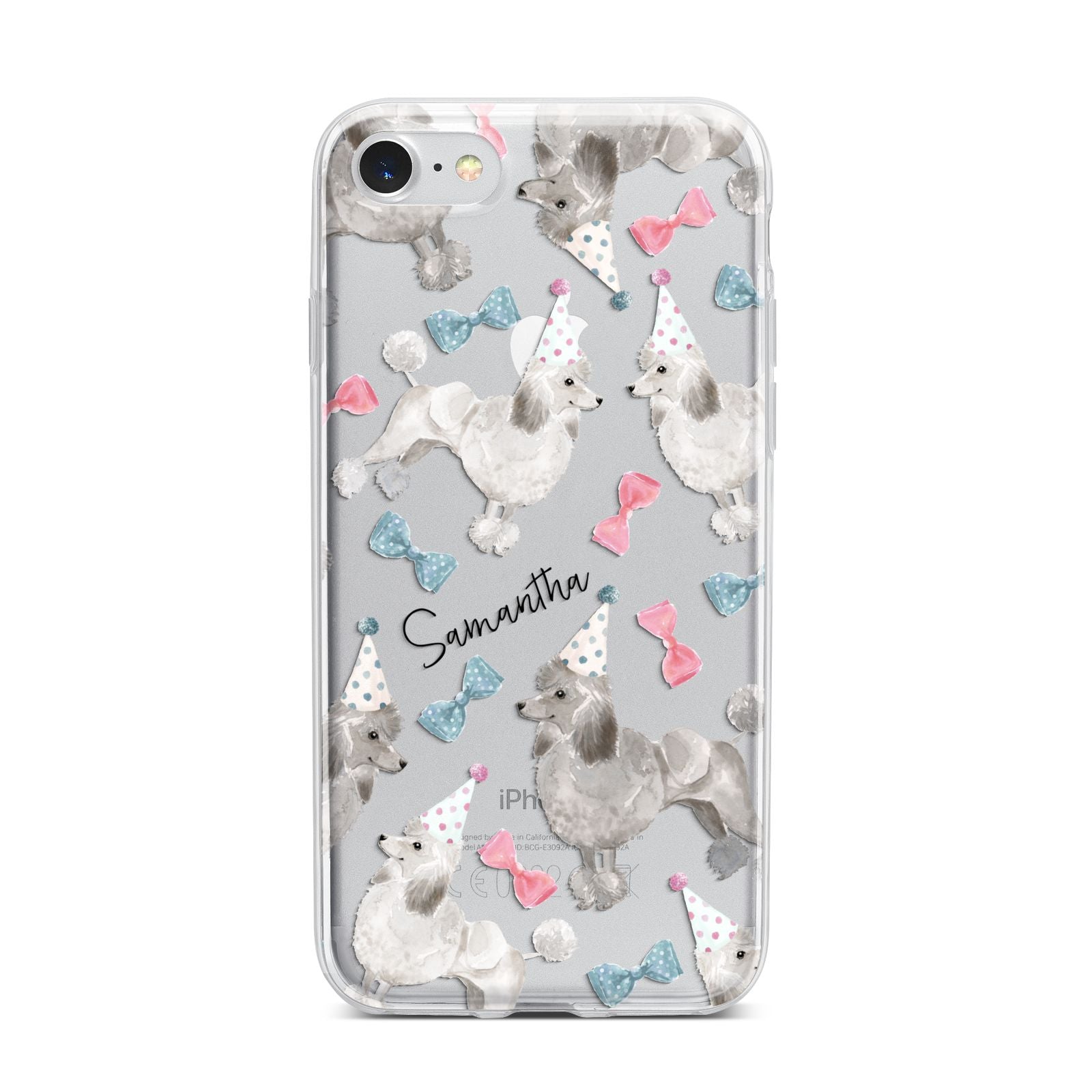 Personalised Poodle Dog iPhone 7 Bumper Case on Silver iPhone