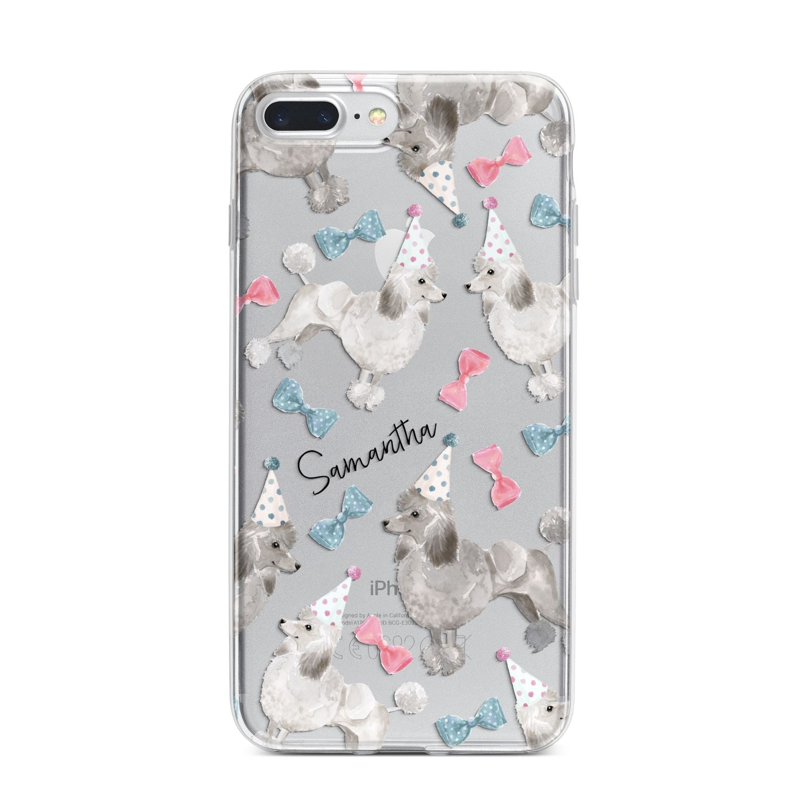 Personalised Poodle Dog iPhone 7 Plus Bumper Case on Silver iPhone