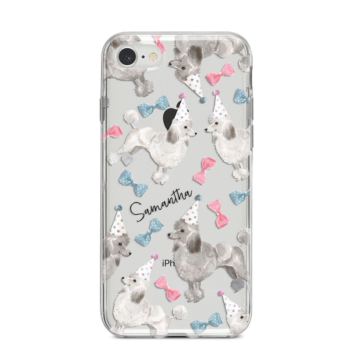 Personalised Poodle Dog iPhone 8 Bumper Case on Silver iPhone