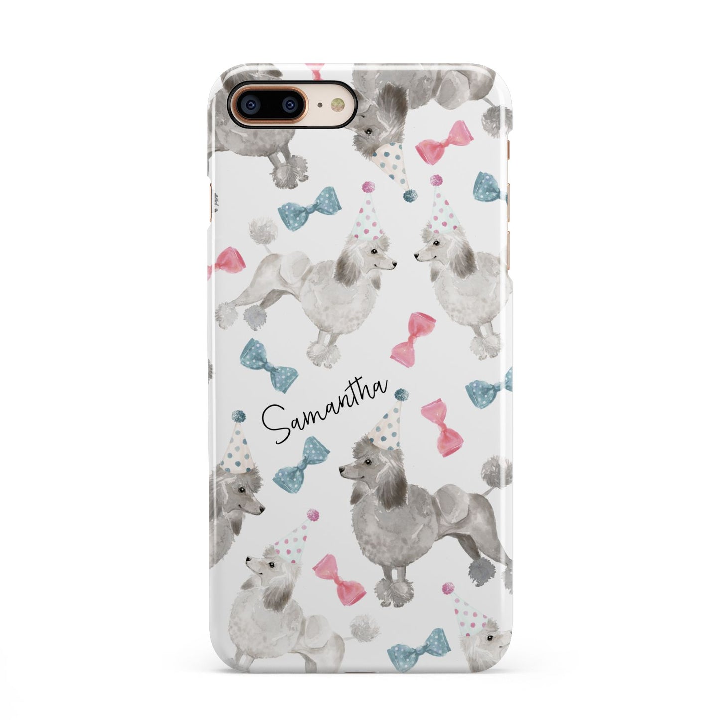 Personalised Poodle Dog iPhone 8 Plus 3D Snap Case on Gold Phone