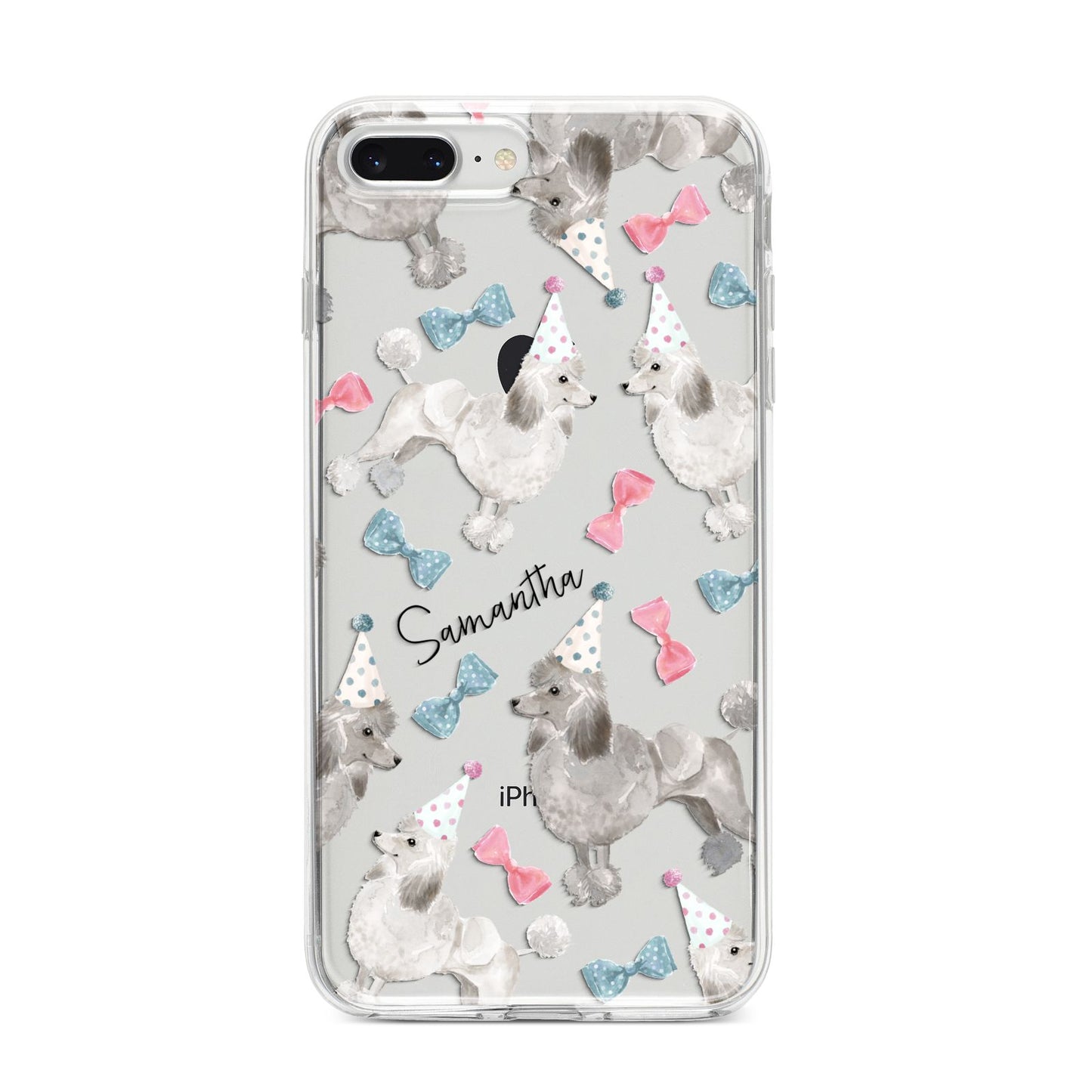 Personalised Poodle Dog iPhone 8 Plus Bumper Case on Silver iPhone