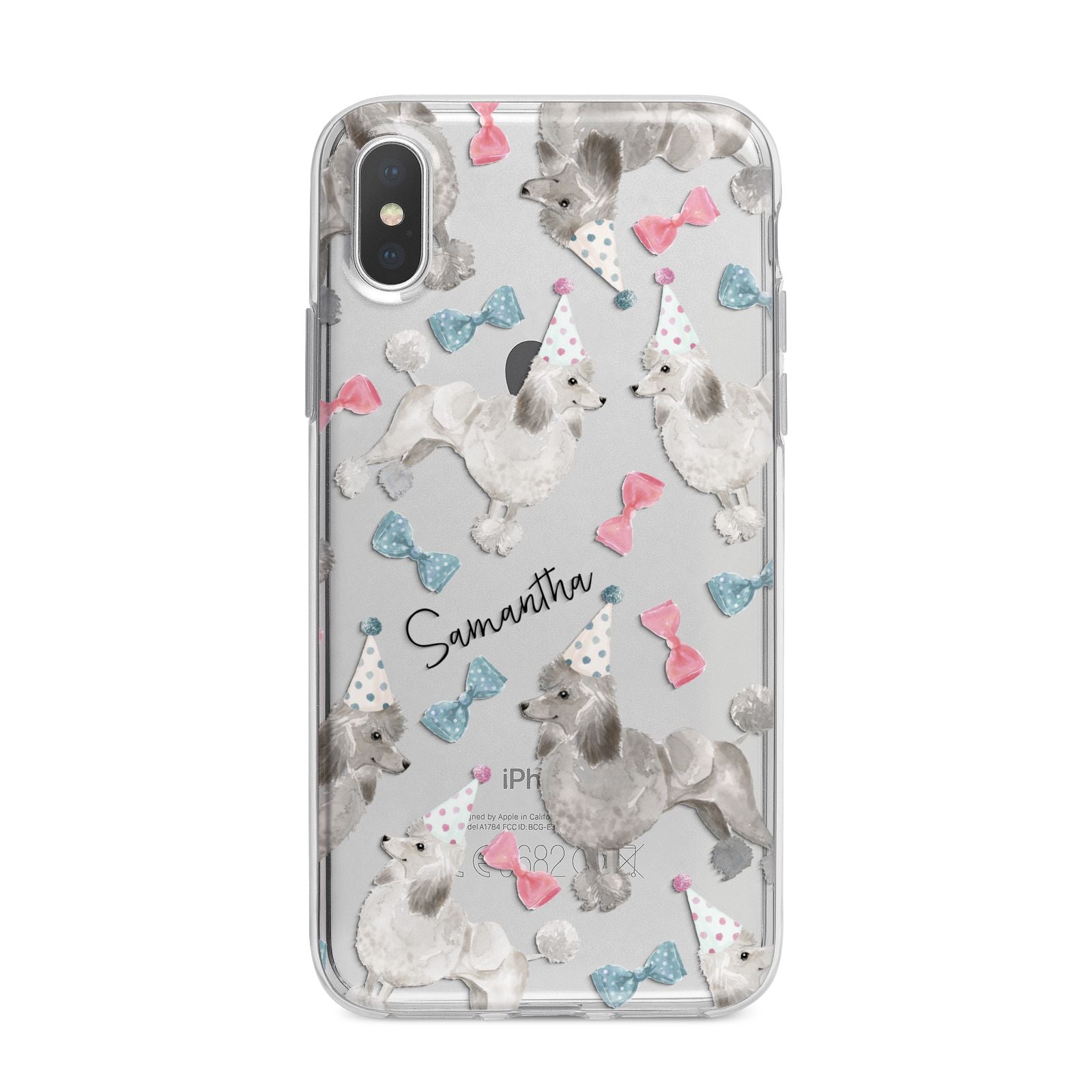 Personalised Poodle Dog iPhone X Bumper Case on Silver iPhone Alternative Image 1