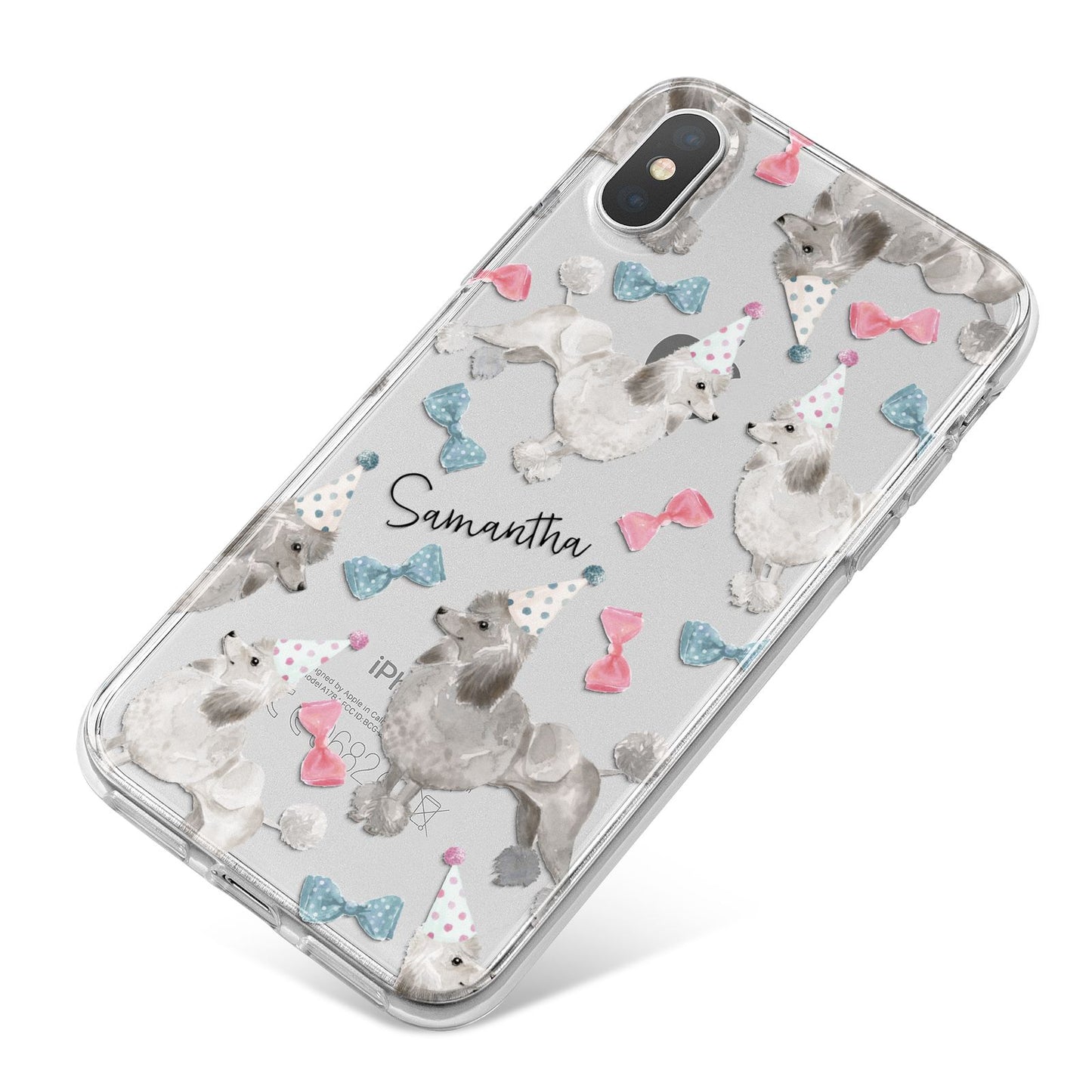 Personalised Poodle Dog iPhone X Bumper Case on Silver iPhone