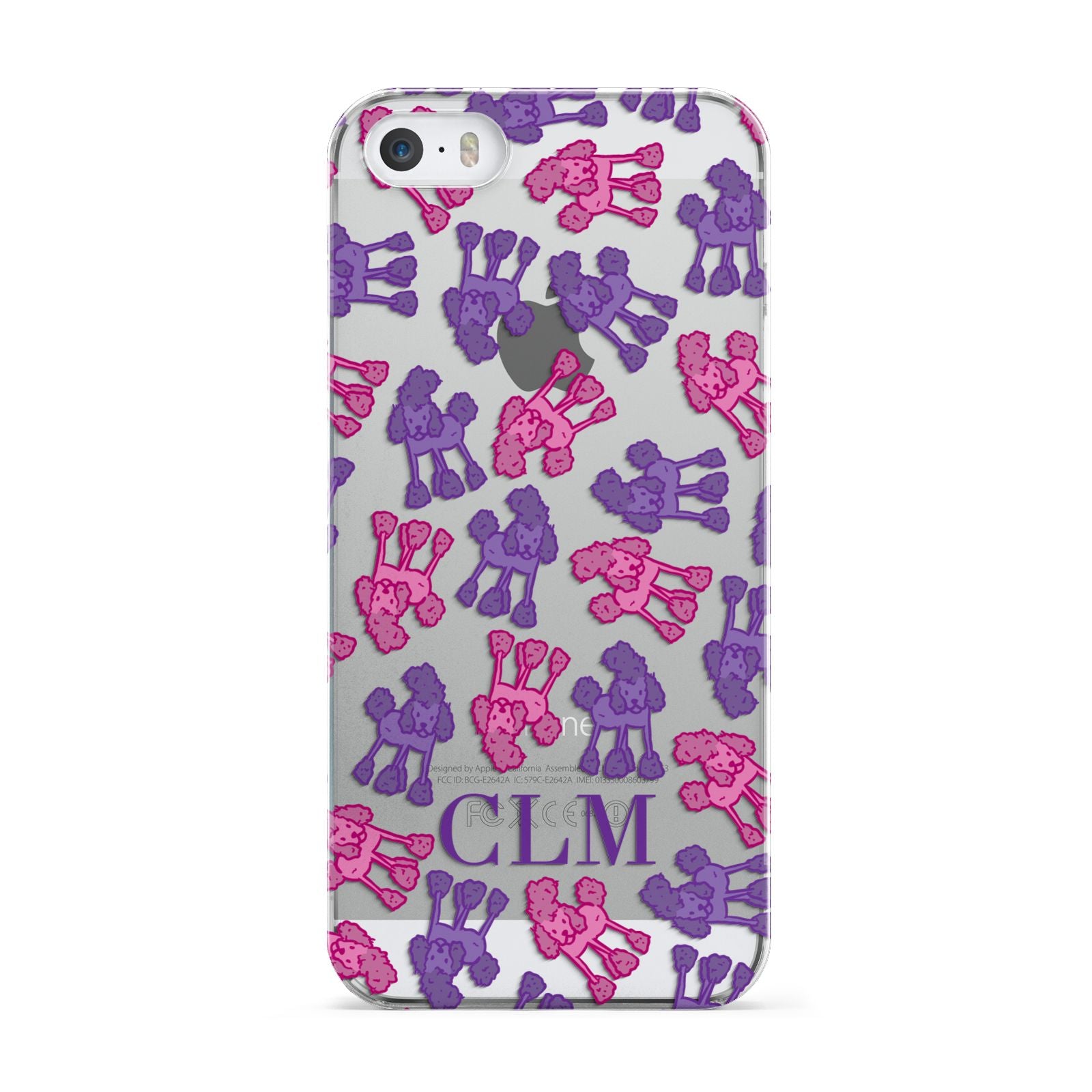 Personalised Poodle Initials Clear Apple iPhone 5 Case